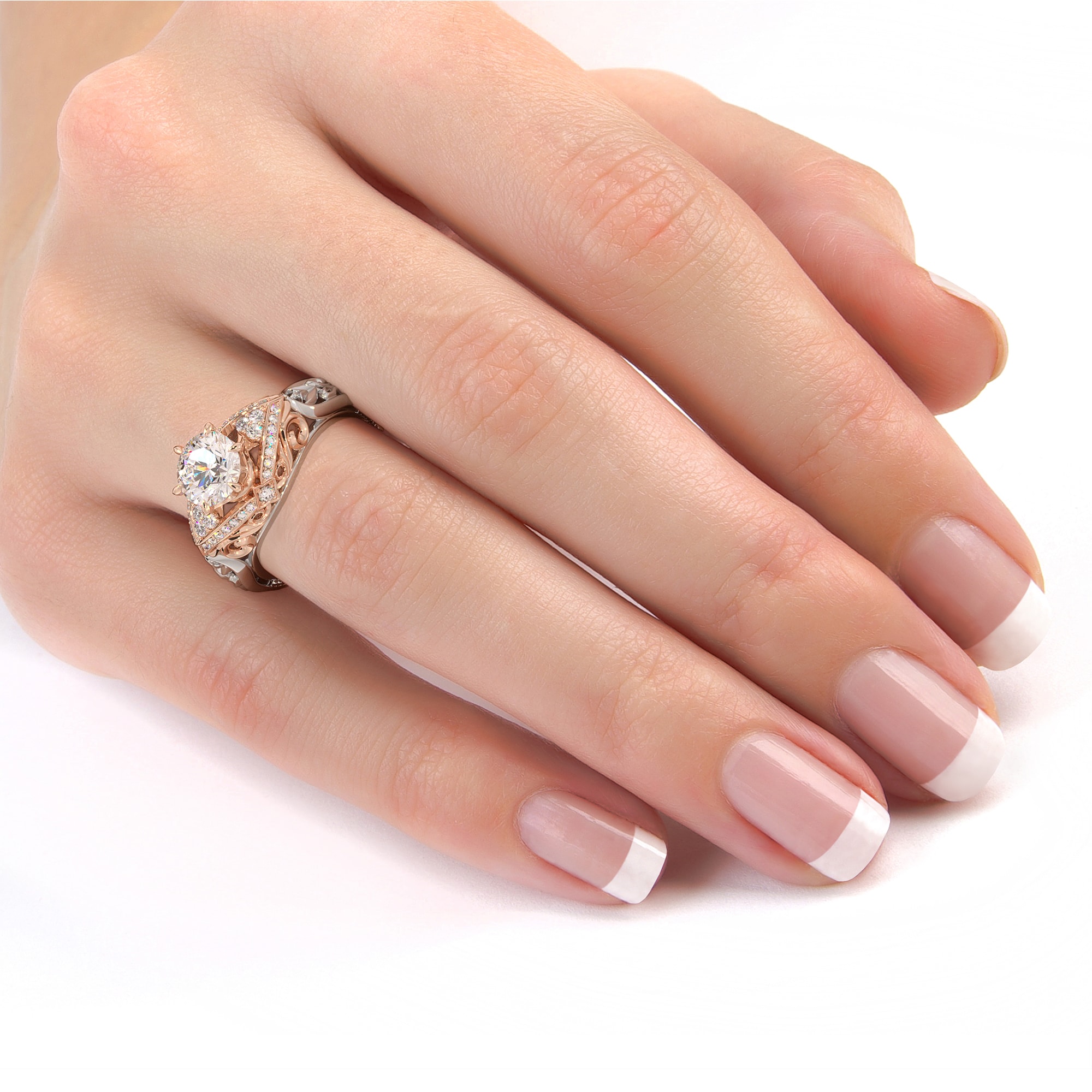 Amazing 1 Amazing 1.55 Carat Moissanite Engagement Ring Two Tone Gold Engagement Ring