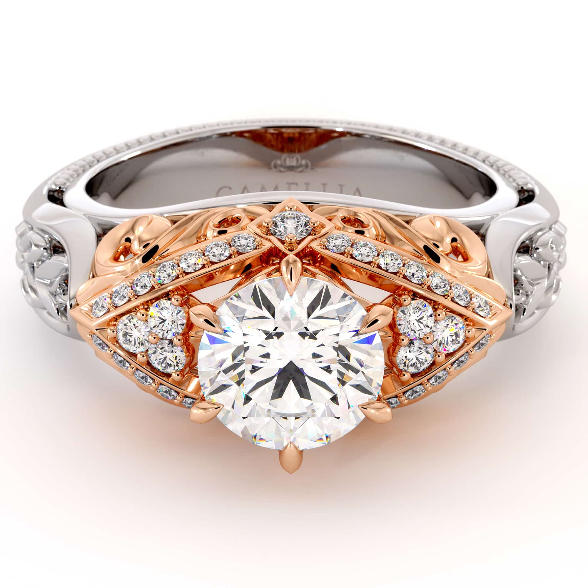 Amazing 1 Amazing 1.55 Carat Moissanite Engagement Ring Two Tone Gold Engagement Ring