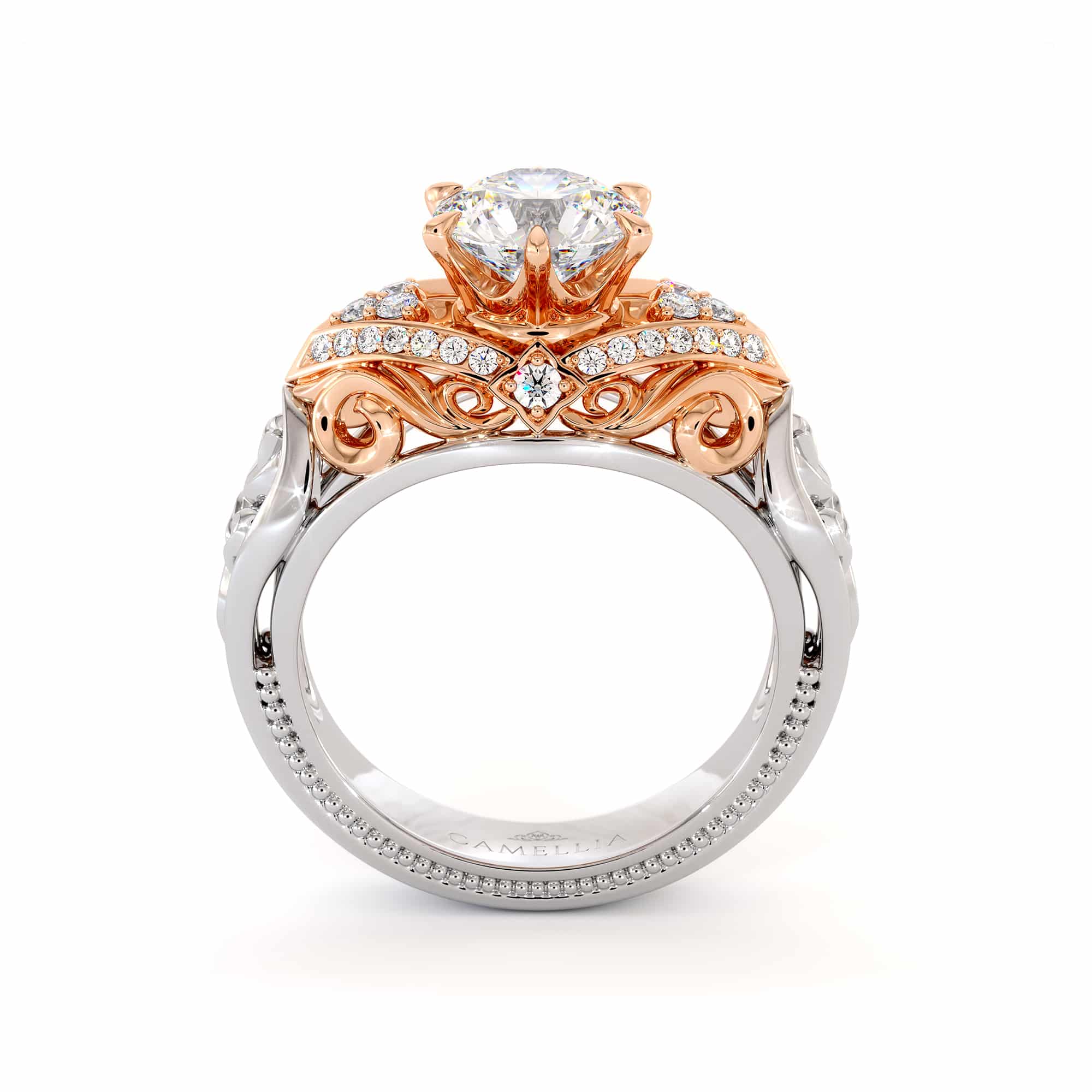 Amazing 1 Amazing 1.55 Carat Moissanite Engagement Ring Two Tone Gold Engagement Ring