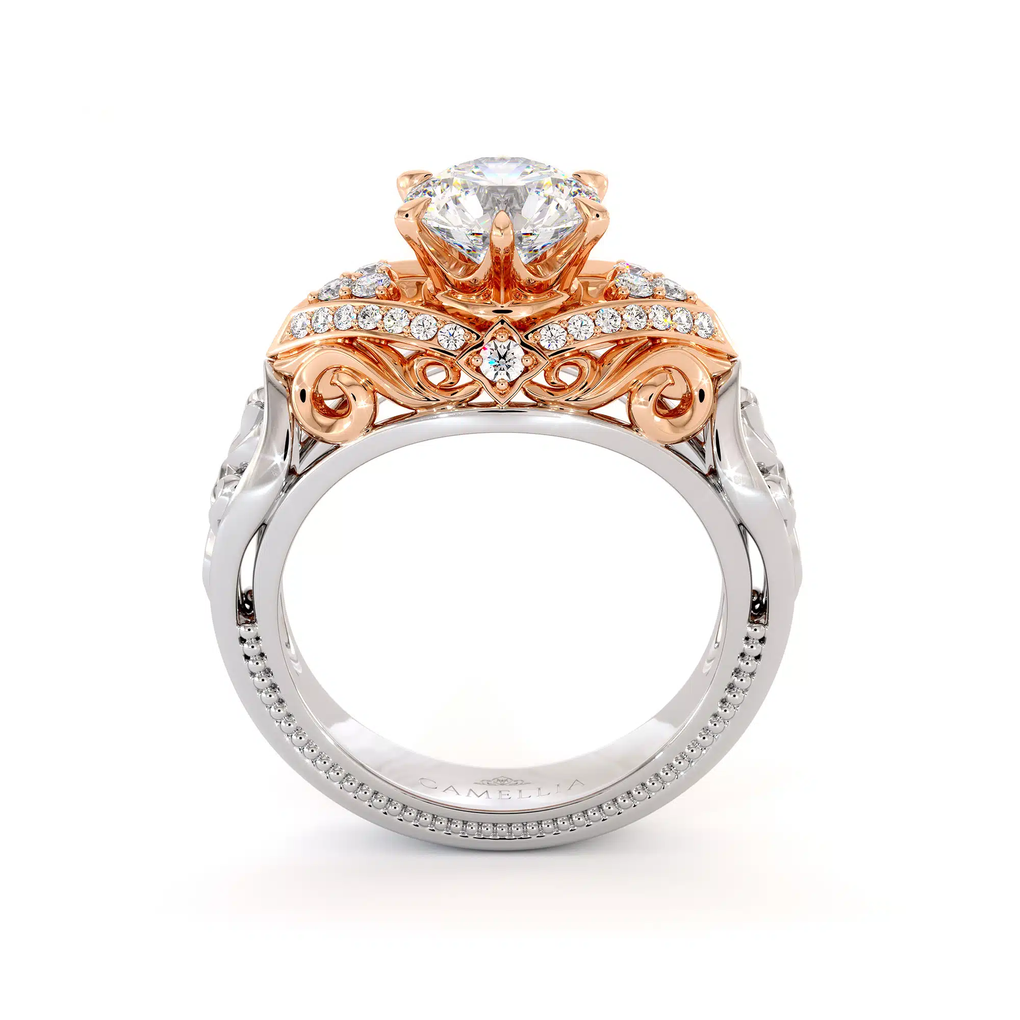 Amazing 1 Amazing 1.55 Carat Moissanite Engagement Ring Two Tone Gold Engagement Ring