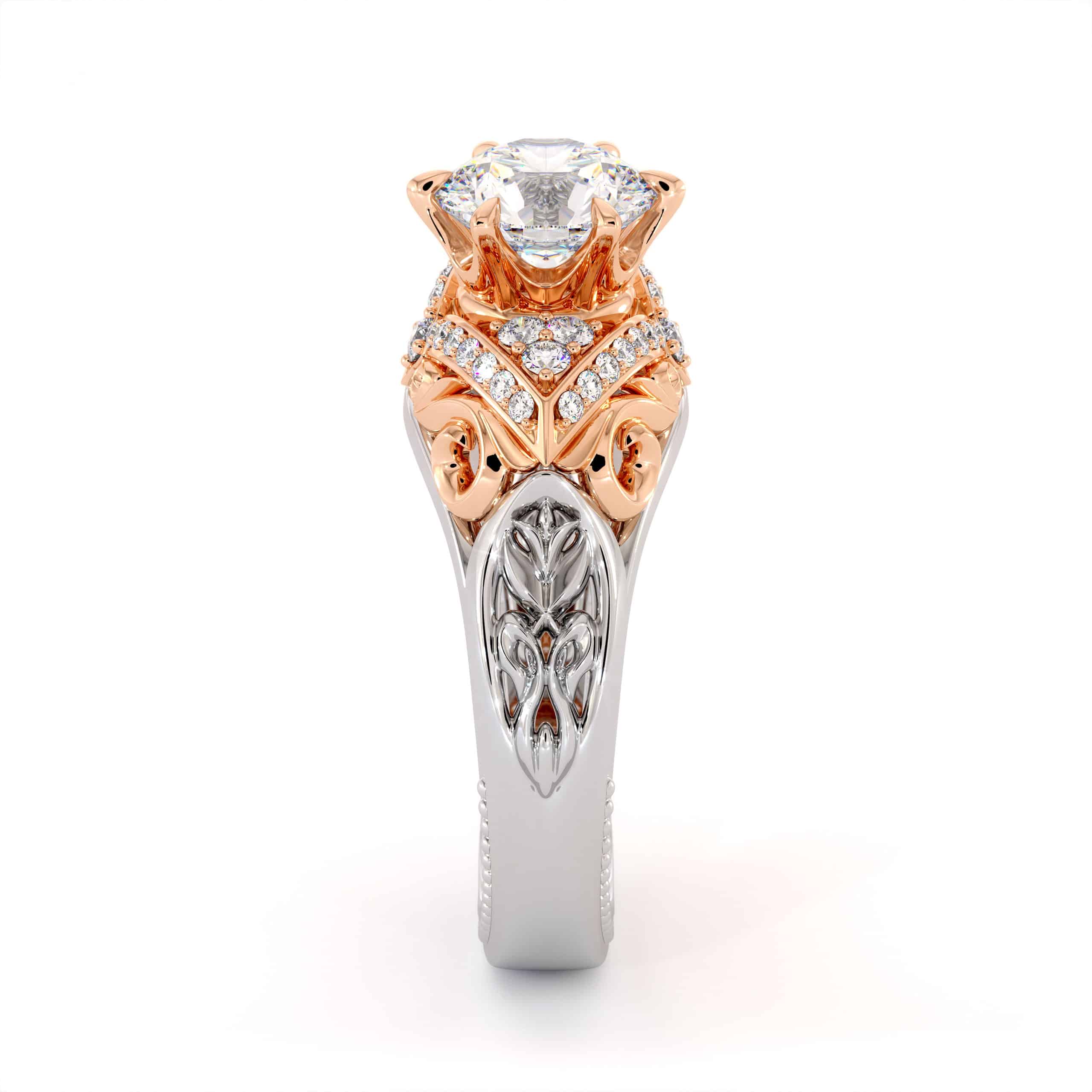 Amazing 1 Amazing 1.55 Carat Moissanite Engagement Ring Two Tone Gold Engagement Ring