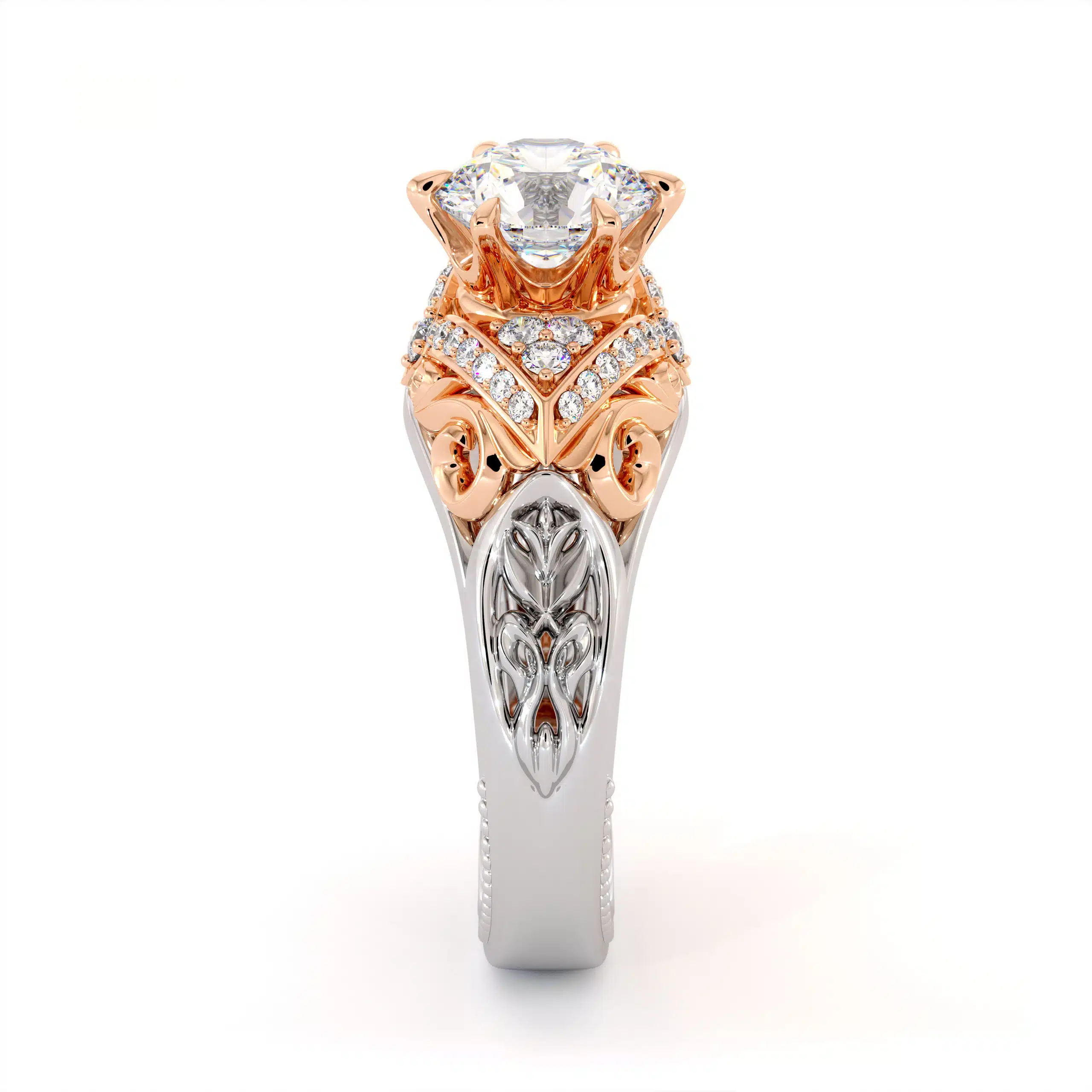 Amazing 1 Amazing 1.55 Carat Moissanite Engagement Ring Two Tone Gold Engagement Ring