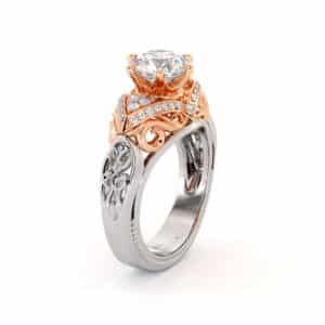 Amazing 1.55 Carat Moissanite Engagement Ring Two Tone Gold Engagement Ring