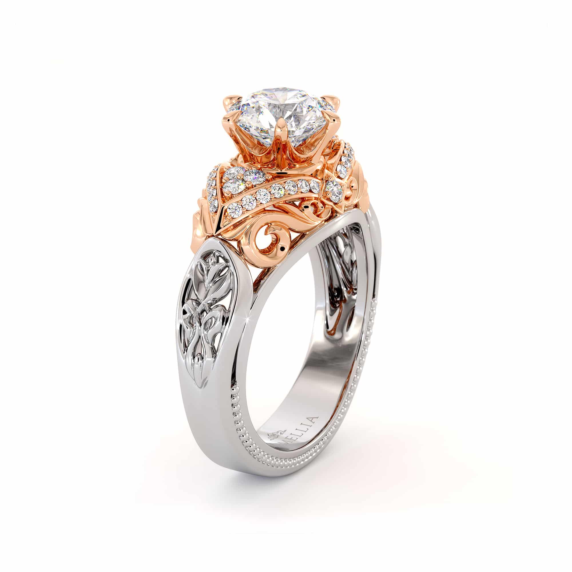 Amazing 1 Amazing 1.55 Carat Moissanite Engagement Ring Two Tone Gold Engagement Ring