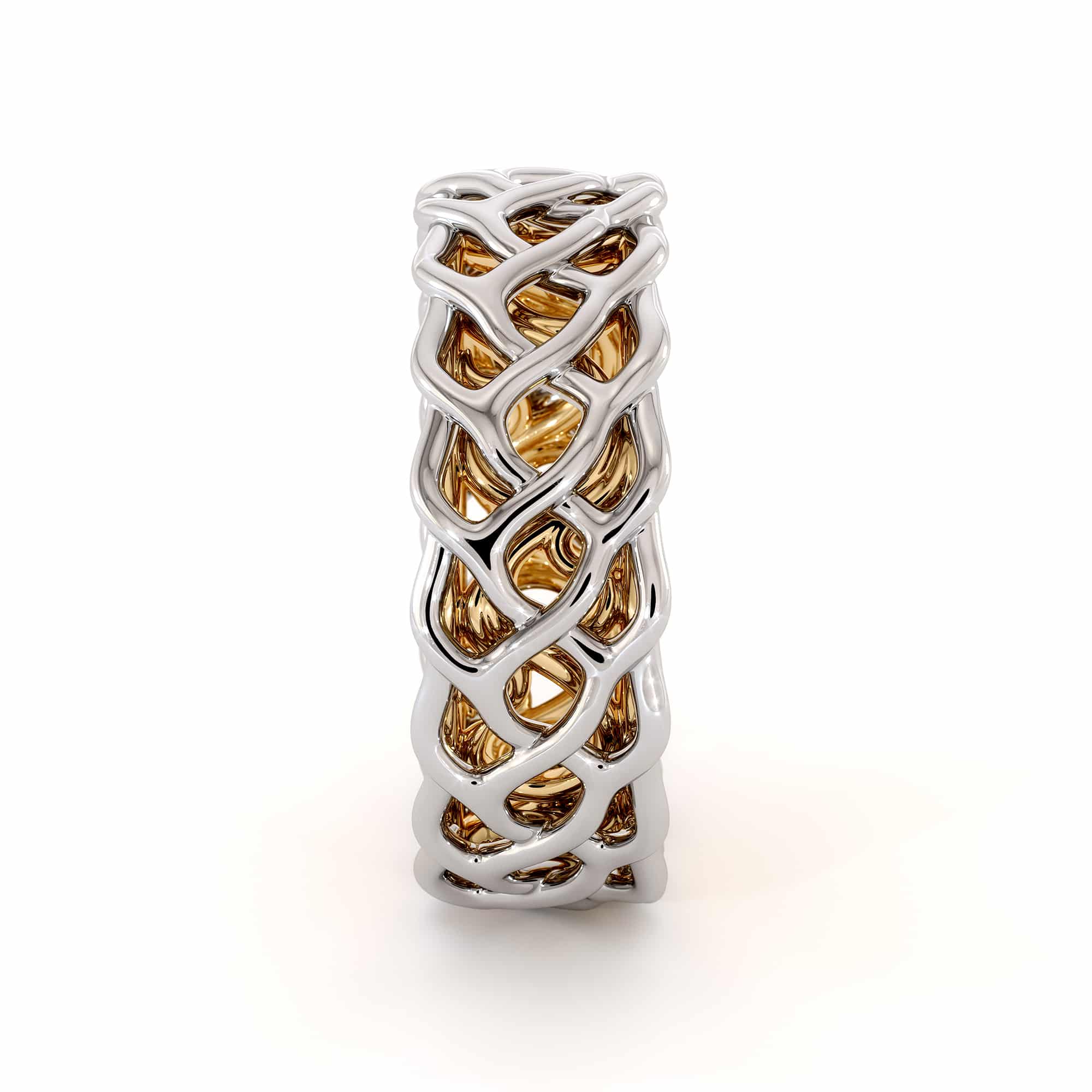Unique Braided Men's Wedding Band Two-Tone 14K White Gold & Yellow Gold Ring 4 Unique Braided Men's Wedding Band Two-Tone 14K White Gold & Yellow Gold Ring