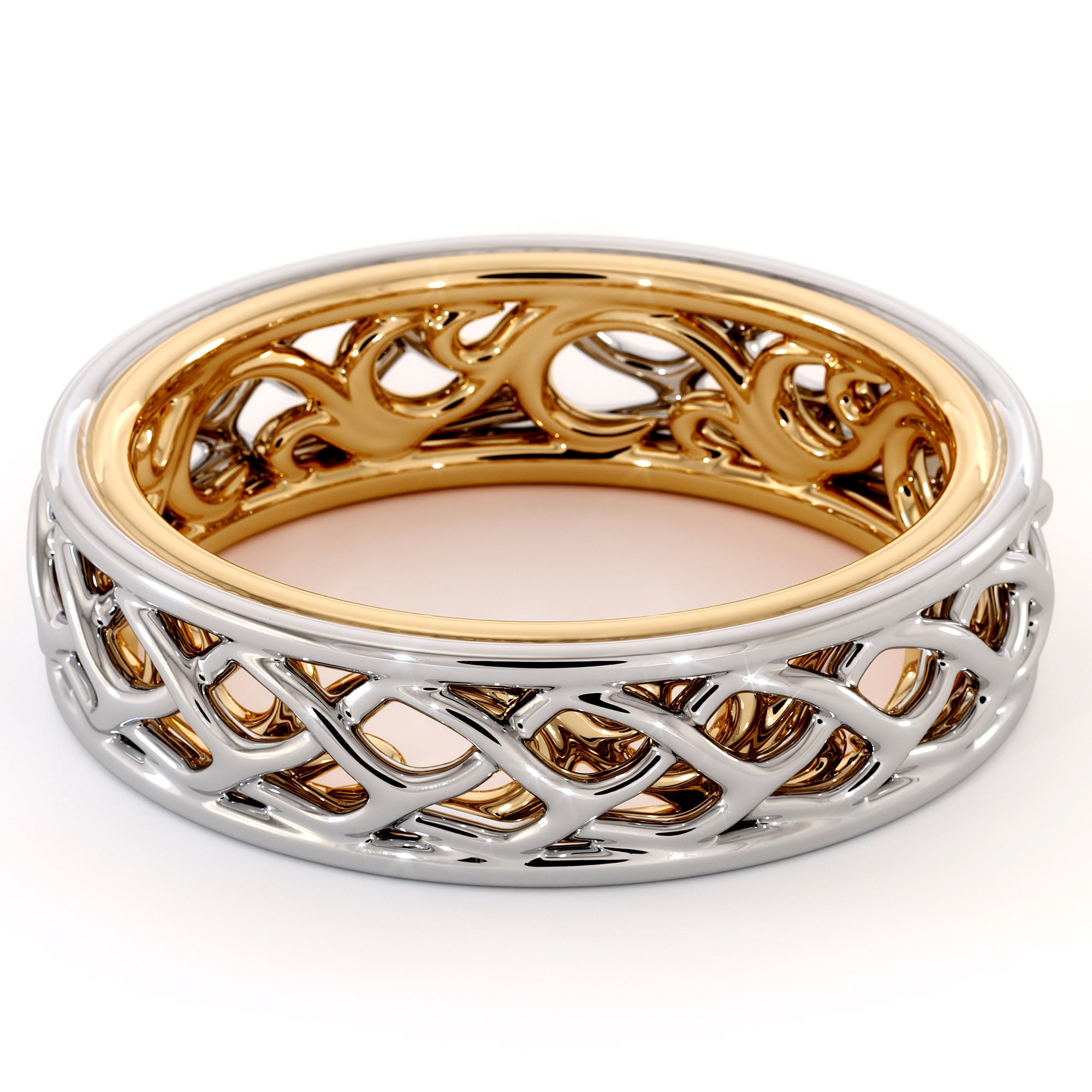 14K Gold Braided Women's Band 5 14K Gold Braided Women's Band 5.5mm Wide Unique Filigree Band