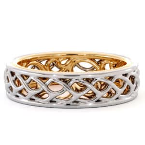 14K Gold Braided Women's Band 5.5mm Wide Unique Filigree Band