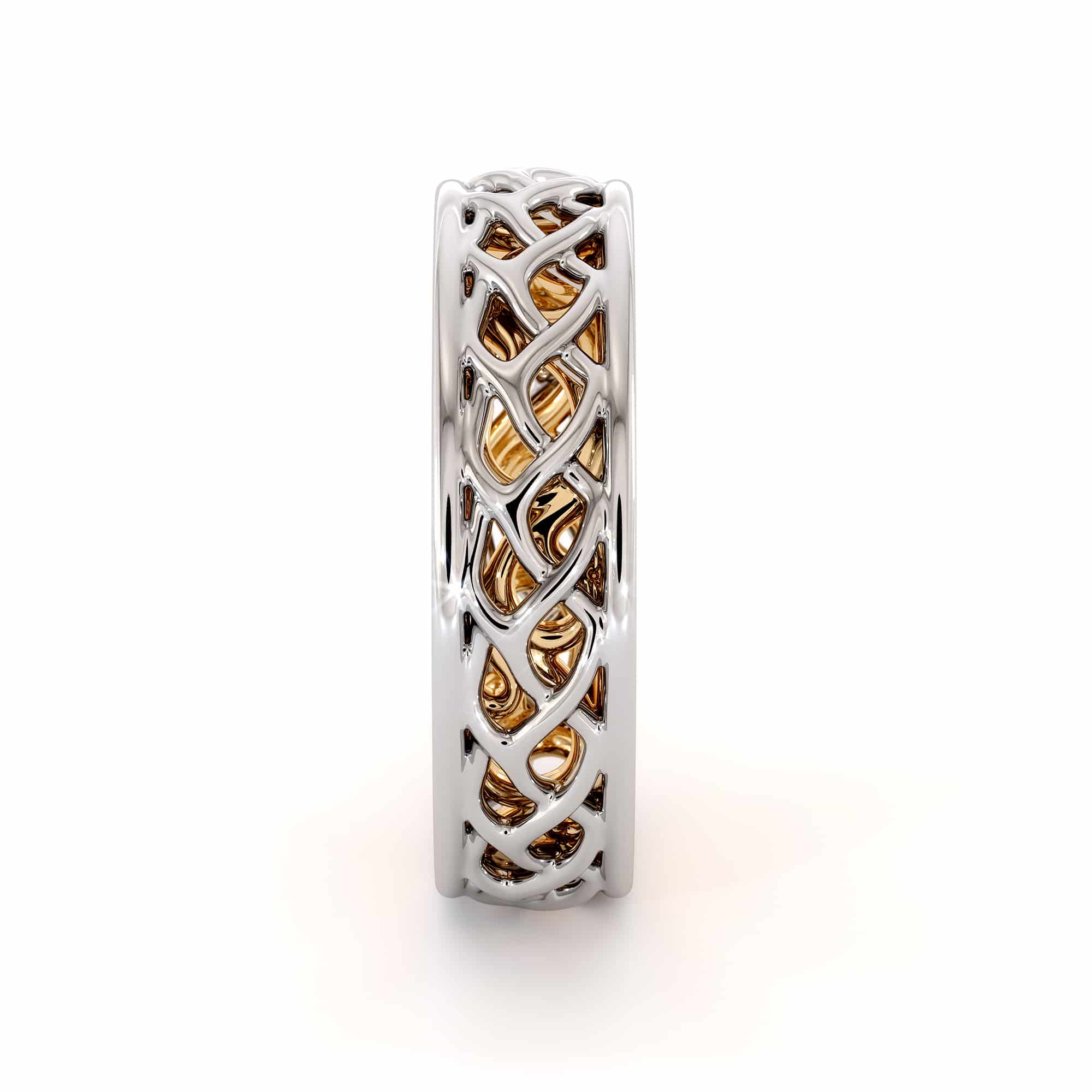 14K Gold Braided Women's Band 5 14K Gold Braided Women's Band 5.5mm Wide Unique Filigree Band