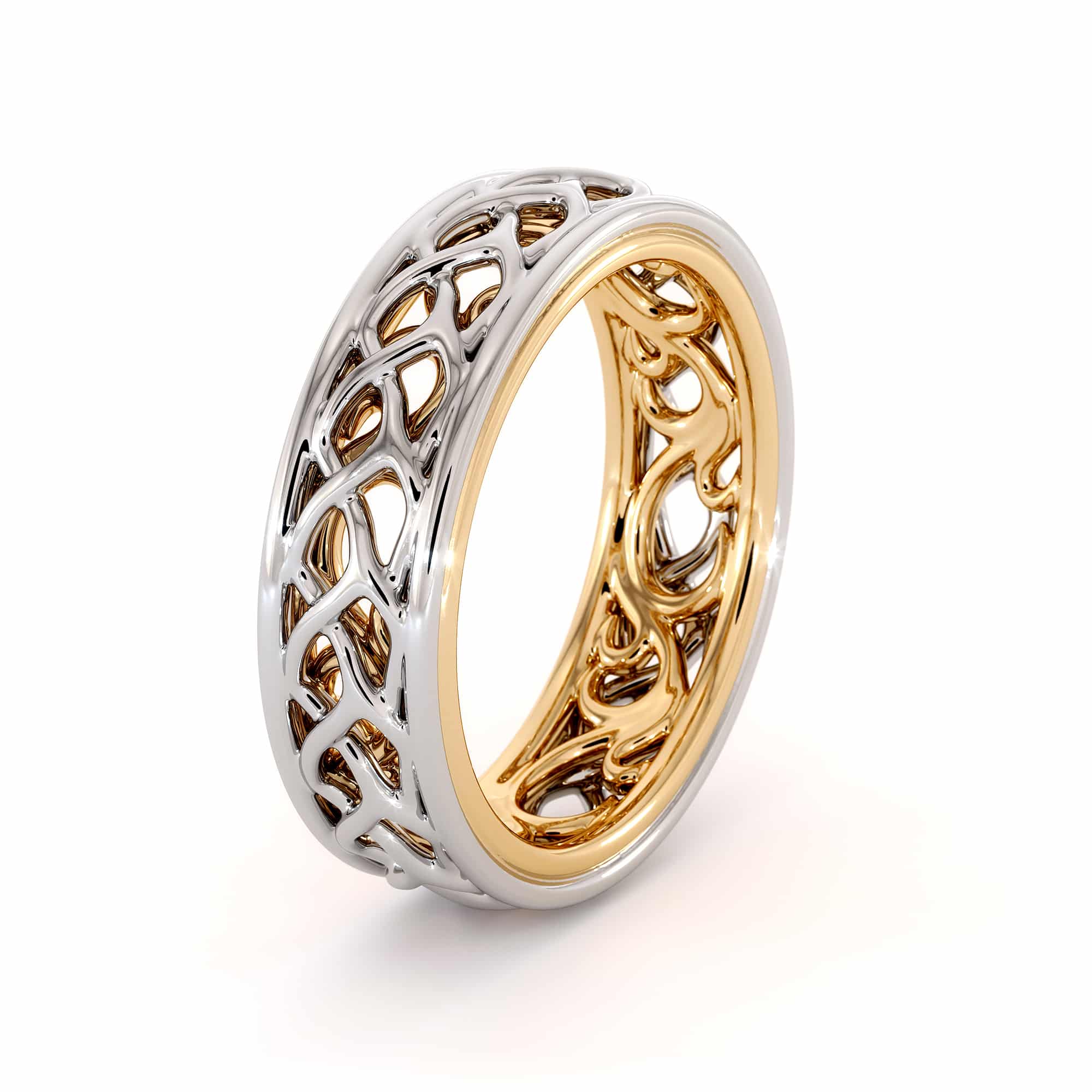 14K Gold Braided Women's Band 5 14K Gold Braided Women's Band 5.5mm Wide Unique Filigree Band