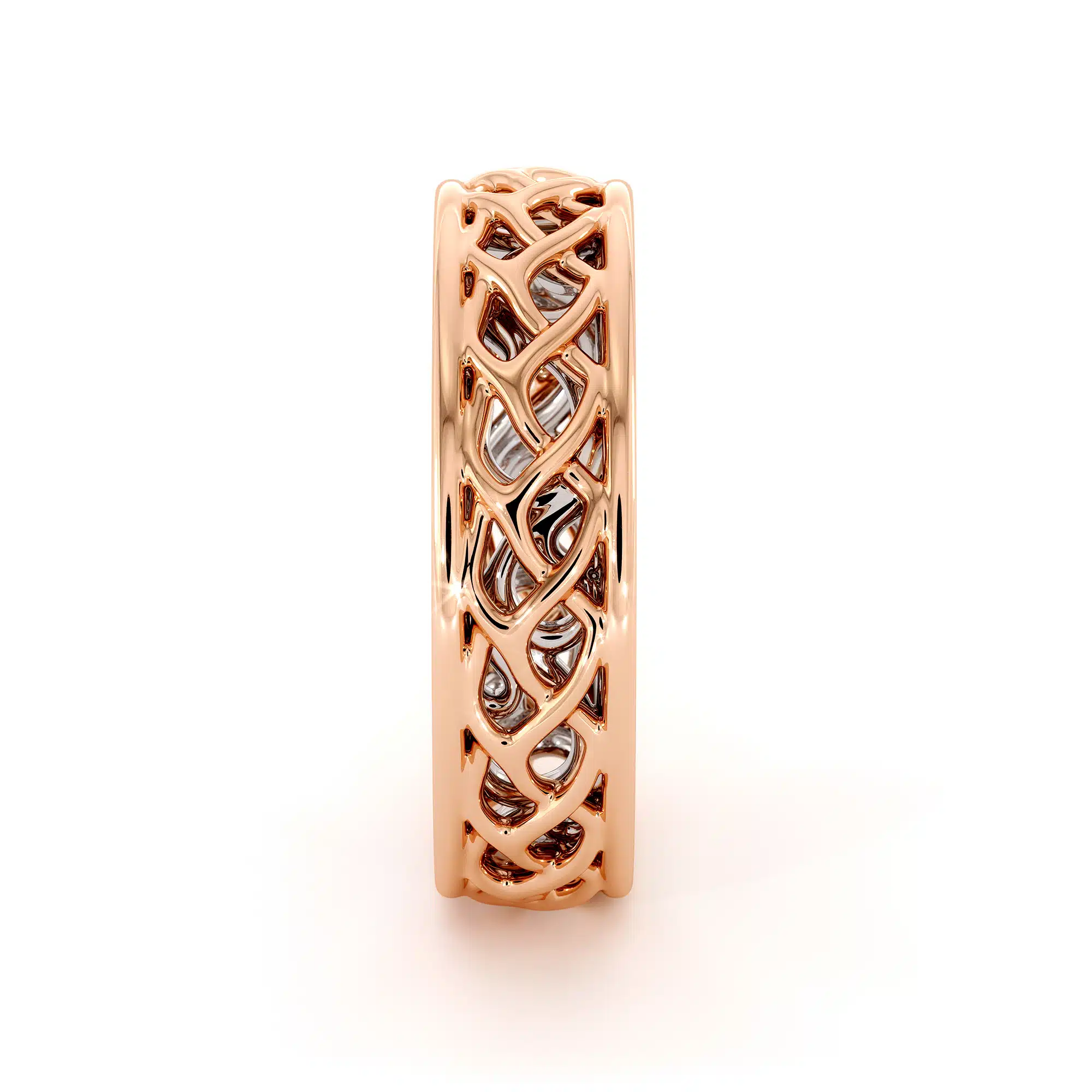 Twisted Band 14K Rose & White Gold Ring Unique Women's Wedding Band