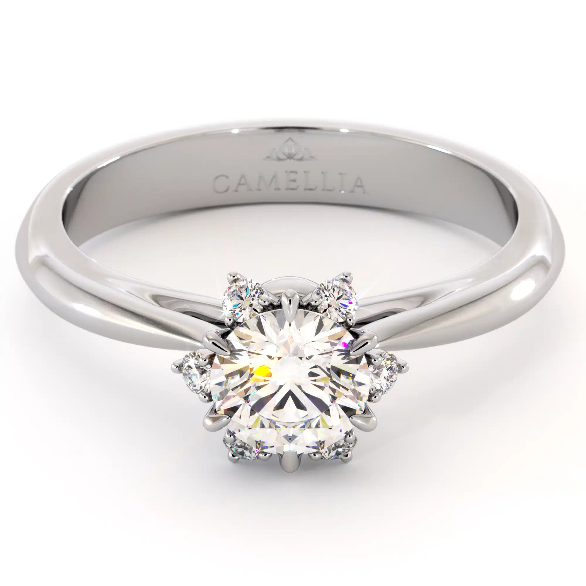 Moissanite Ring 14K White Gold Classic Engagement Ring