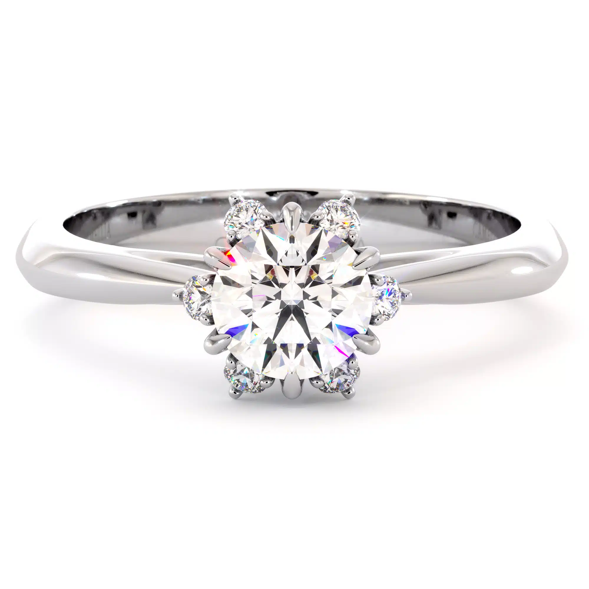 Moissanite Ring 14K White Gold Classic Engagement Ring