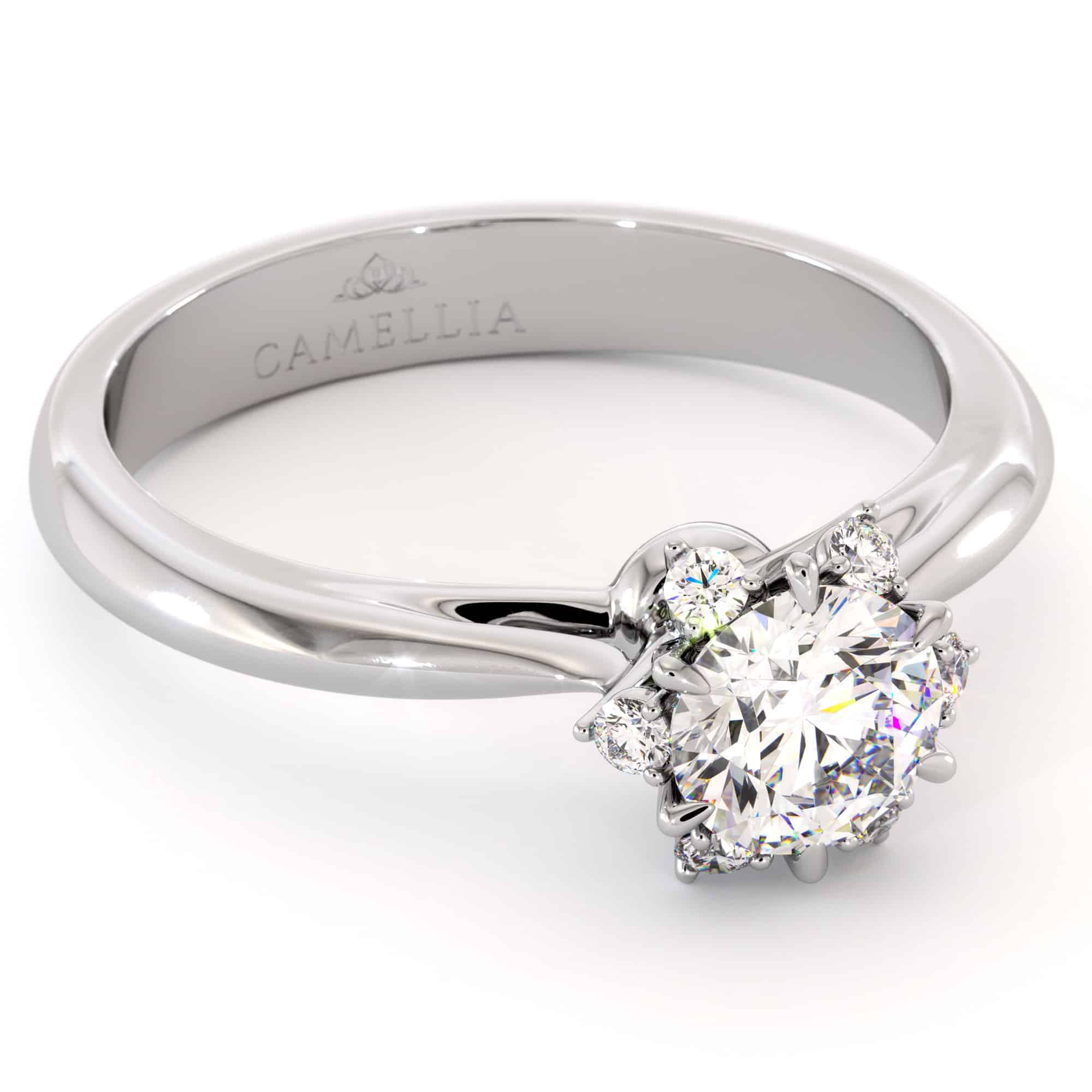 Moissanite Ring 14K White Gold Classic Engagement Ring 5 Moissanite Ring 14K White Gold Classic Engagement Ring