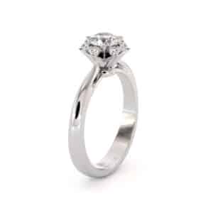 Moissanite Ring 14K White Gold Classic Engagement Ring
