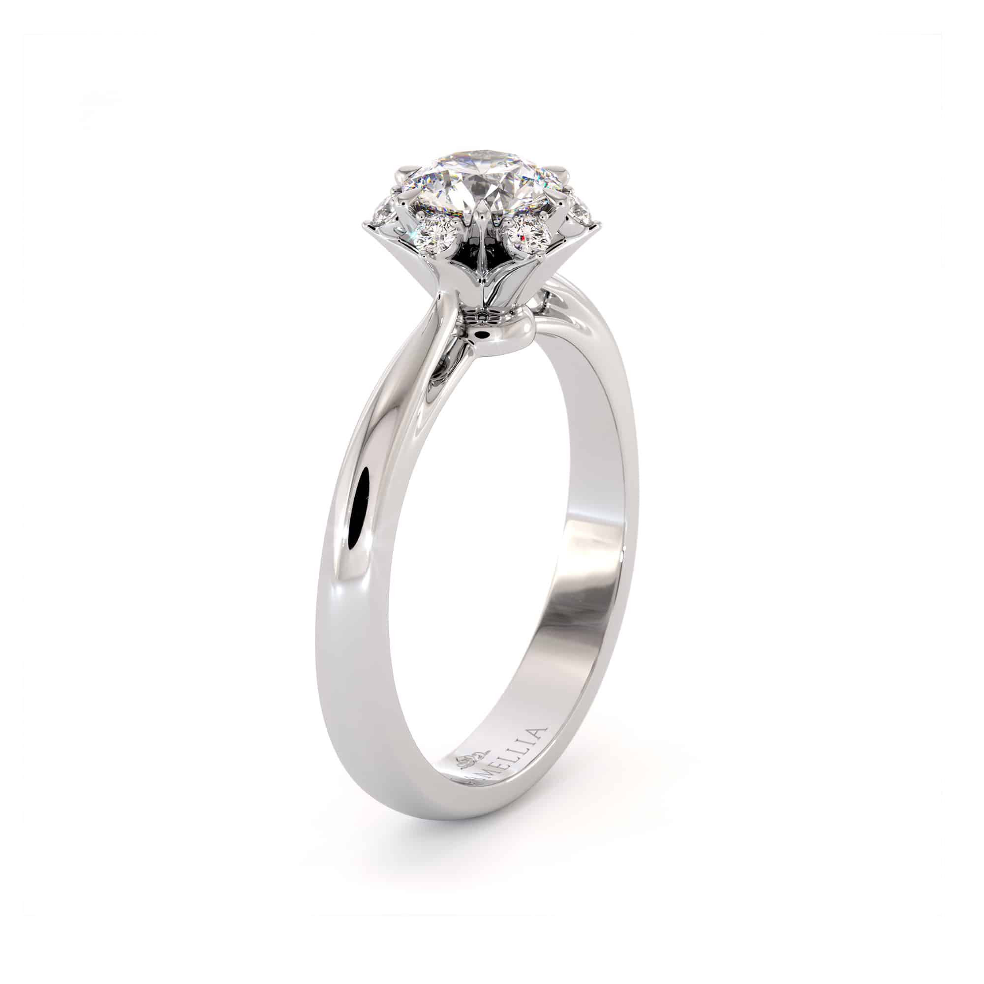 Moissanite Ring 14K White Gold Classic Engagement Ring 1 Moissanite Ring 14K White Gold Classic Engagement Ring