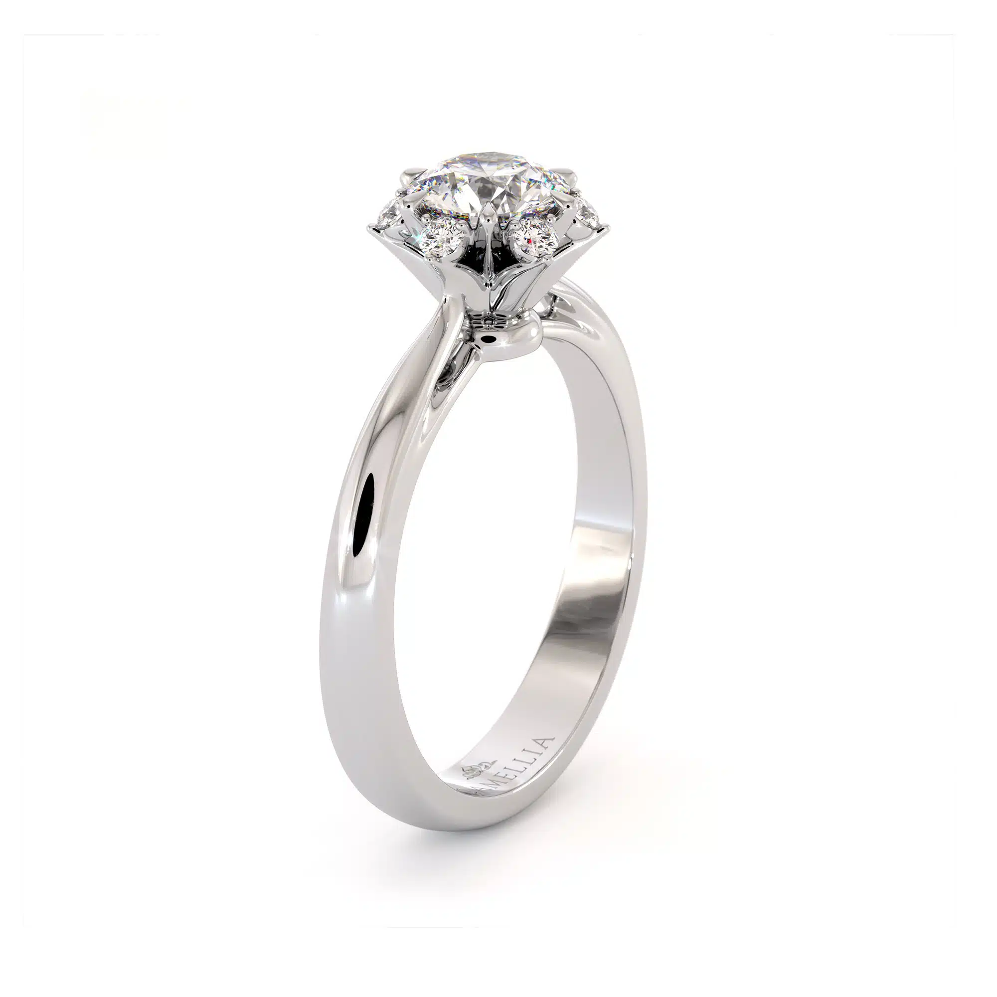 Moissanite Ring 14K White Gold Classic Engagement Ring