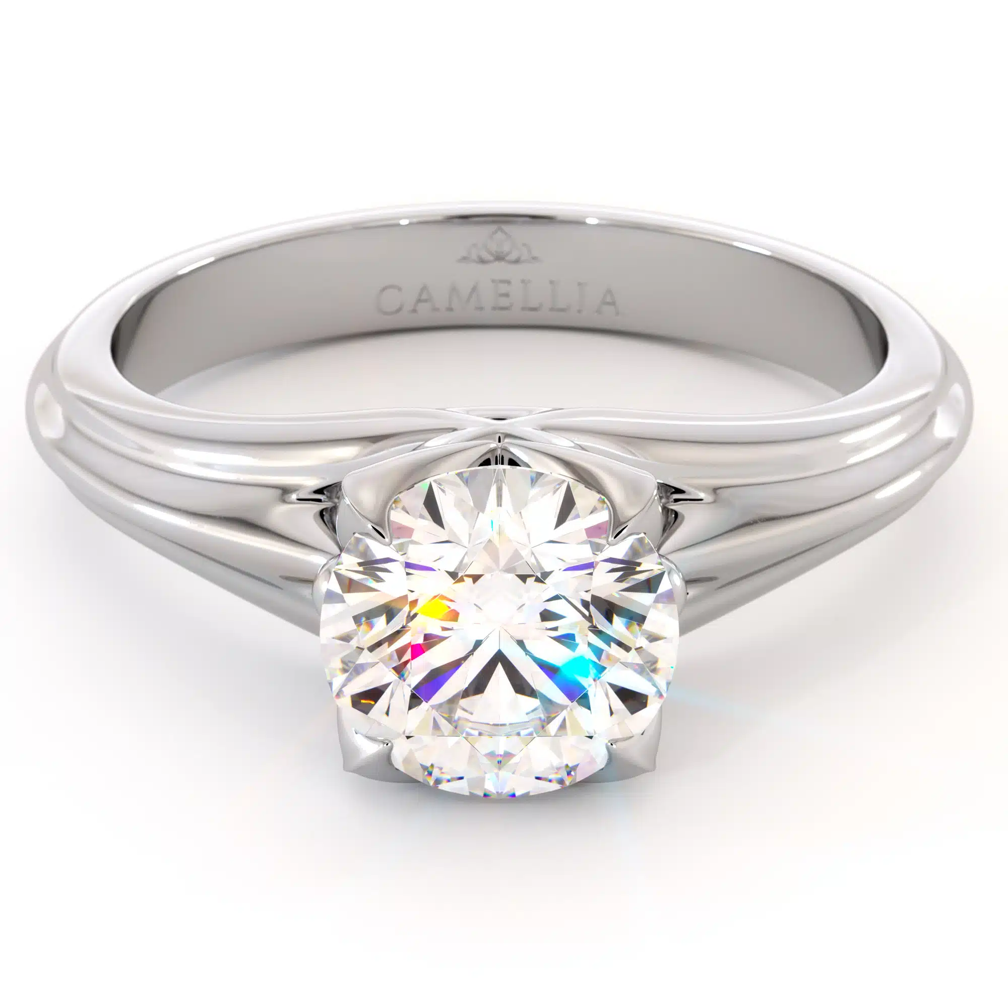 Unique Solitaire Moissanite Ring 14K White Gold Engagement Ring 4 Unique Solitaire Moissanite Ring 14K White Gold Engagement Ring
