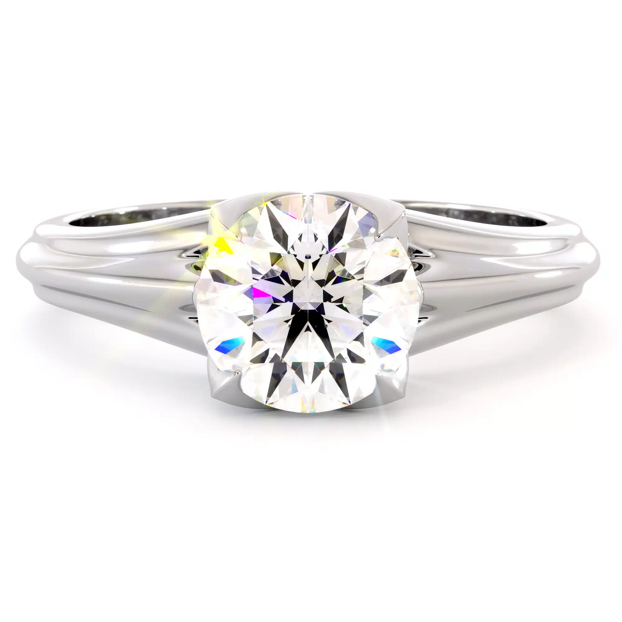 Unique Solitaire Moissanite Ring 14K White Gold Engagement Ring 6 Unique Solitaire Moissanite Ring 14K White Gold Engagement Ring