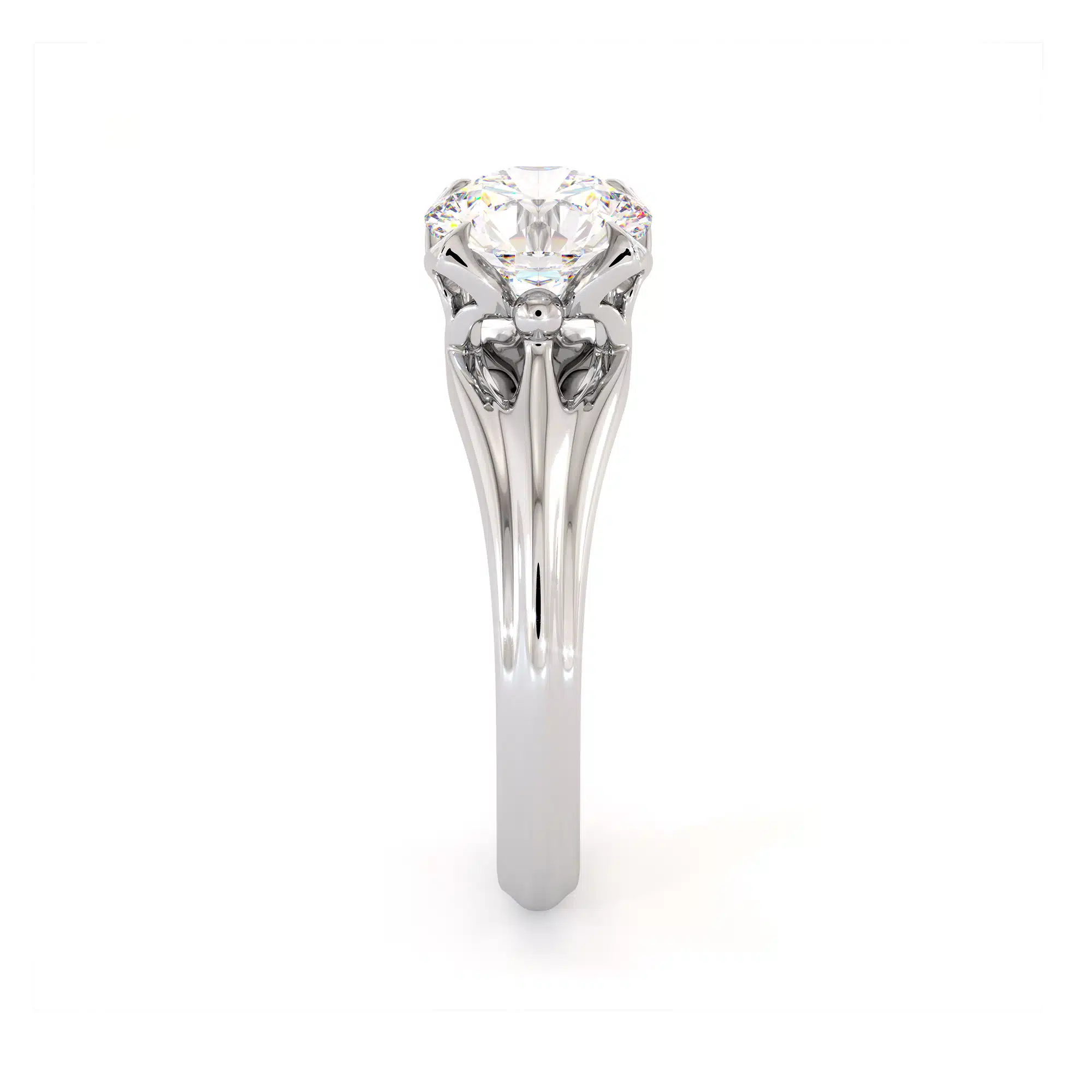Unique Solitaire Moissanite Ring 14K White Gold Engagement Ring 3 Unique Solitaire Moissanite Ring 14K White Gold Engagement Ring