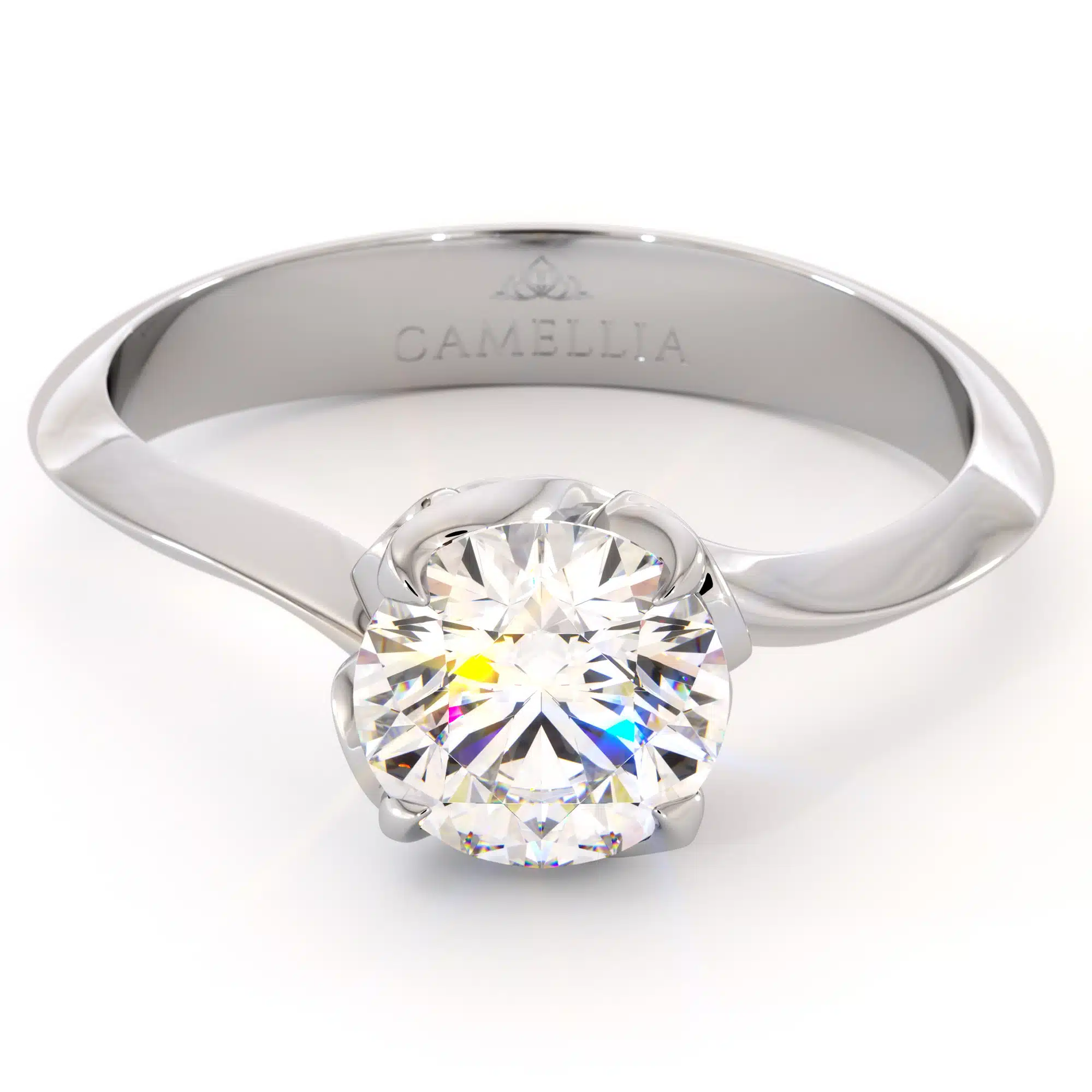 Solitaire Flower Inspired Moissanite Engagement Ring 14K White Gold Ring 4 Solitaire Flower Inspired Moissanite Engagement Ring 14K White Gold Ring