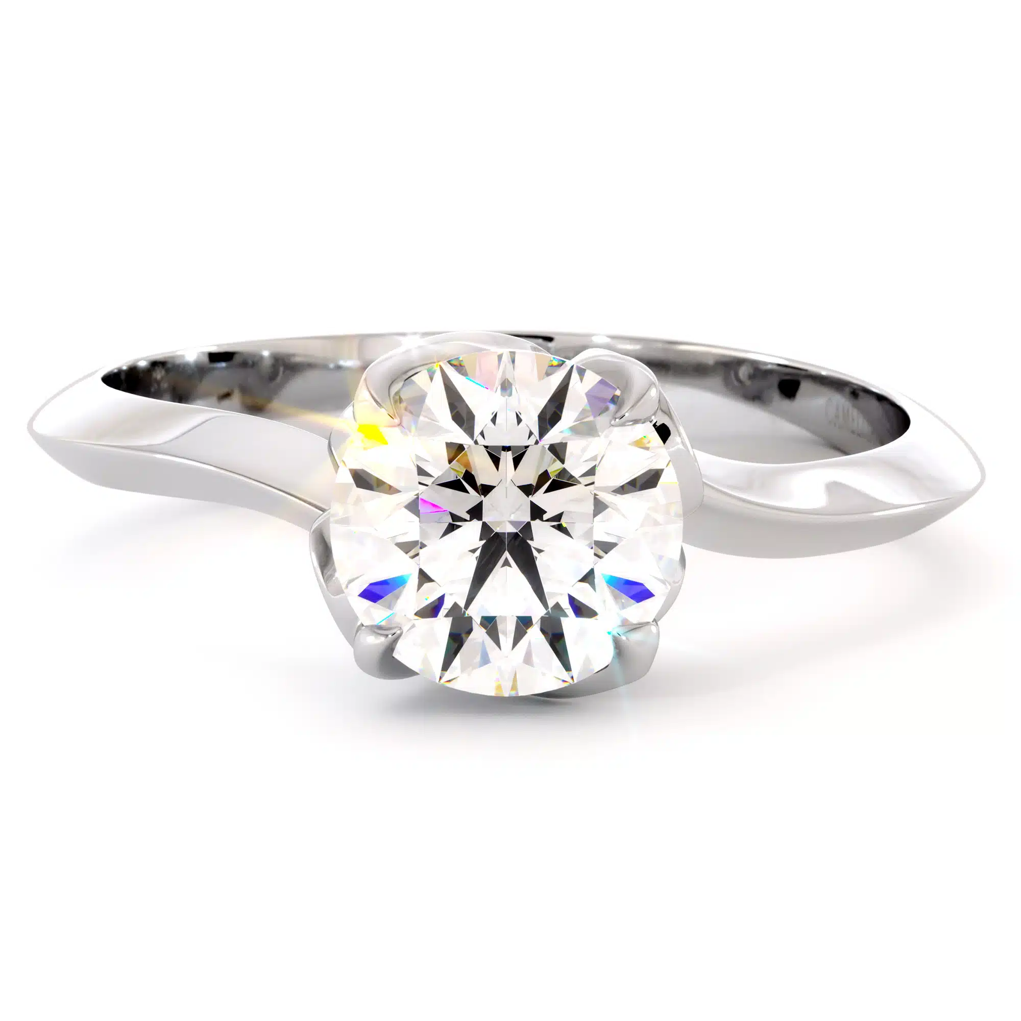 Solitaire Flower Inspired Moissanite Engagement Ring 14K White Gold Ring 6 Solitaire Flower Inspired Moissanite Engagement Ring 14K White Gold Ring