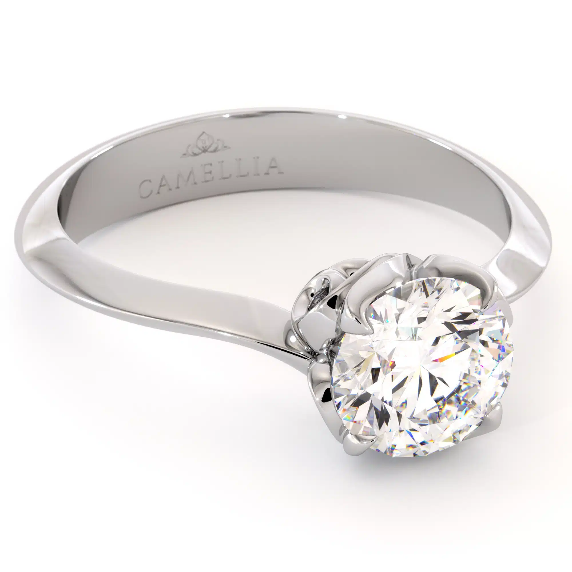 Solitaire Flower Inspired Moissanite Engagement Ring 14K White Gold Ring 5 Solitaire Flower Inspired Moissanite Engagement Ring 14K White Gold Ring