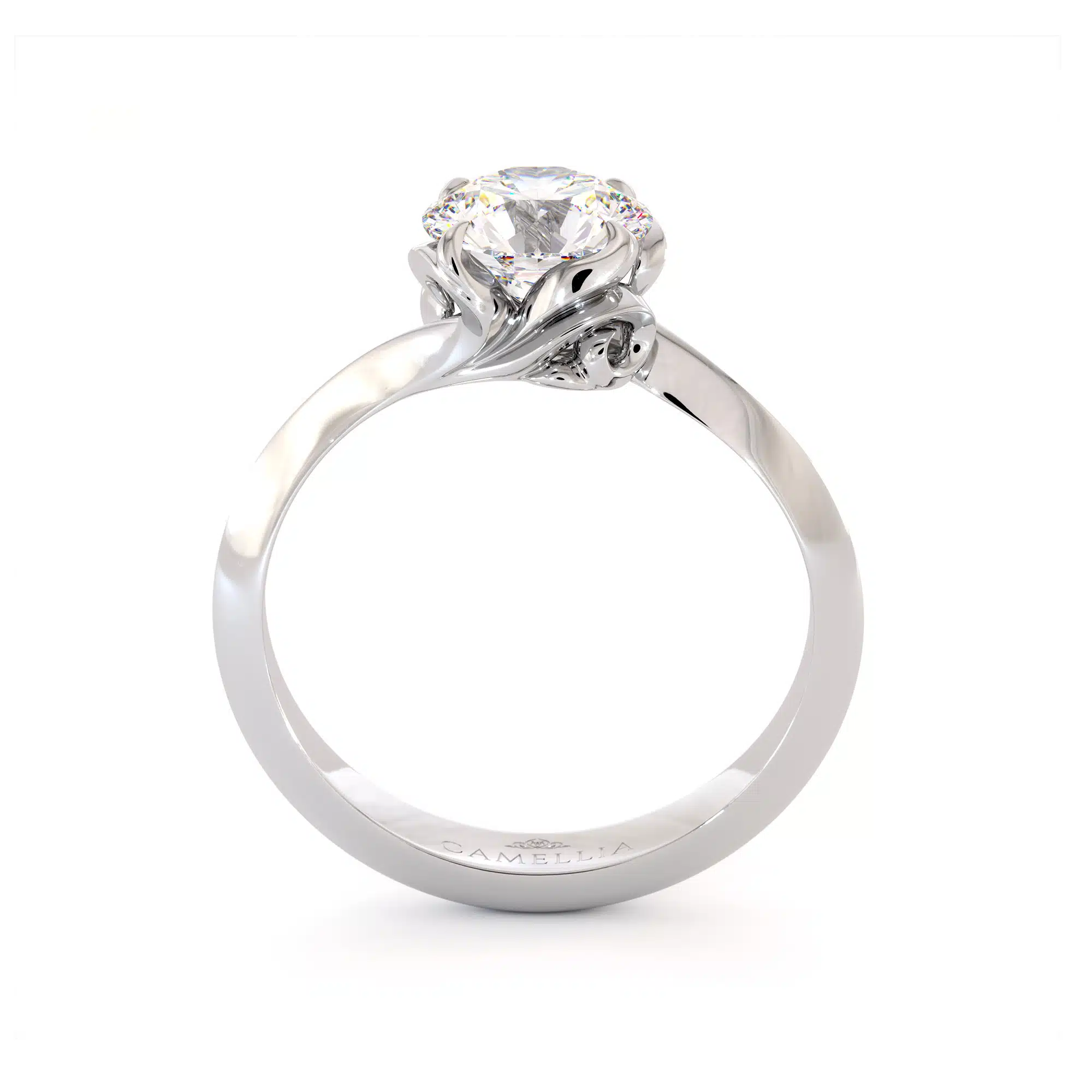 Solitaire Flower Inspired Moissanite Engagement Ring 14K White Gold Ring 2 Solitaire Flower Inspired Moissanite Engagement Ring 14K White Gold Ring