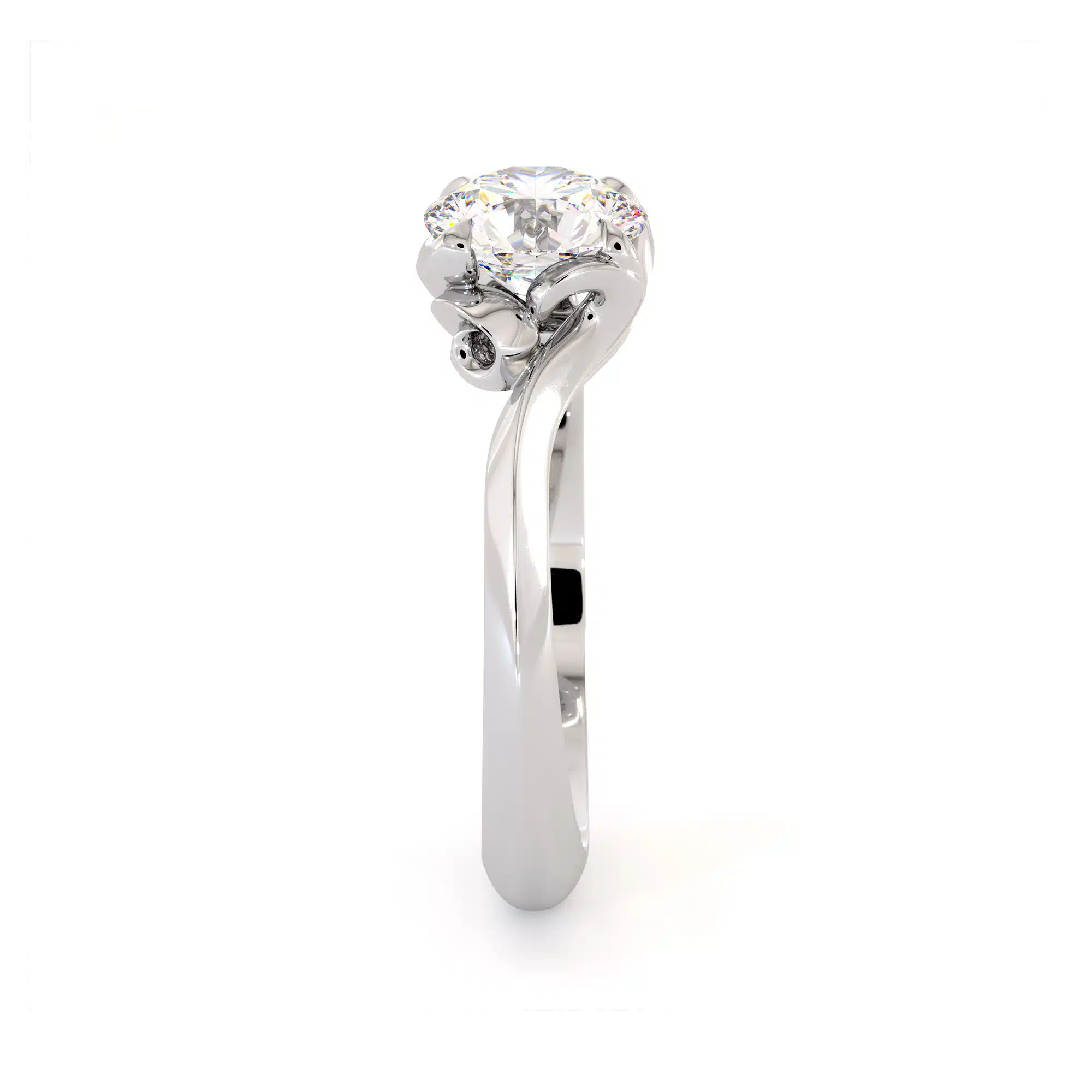 Solitaire Flower Inspired Moissanite Engagement Ring 14K White Gold Ring 3 Solitaire Flower Inspired Moissanite Engagement Ring 14K White Gold Ring