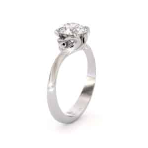 Solitaire Flower Inspired Moissanite Engagement Ring 14K White Gold Ring