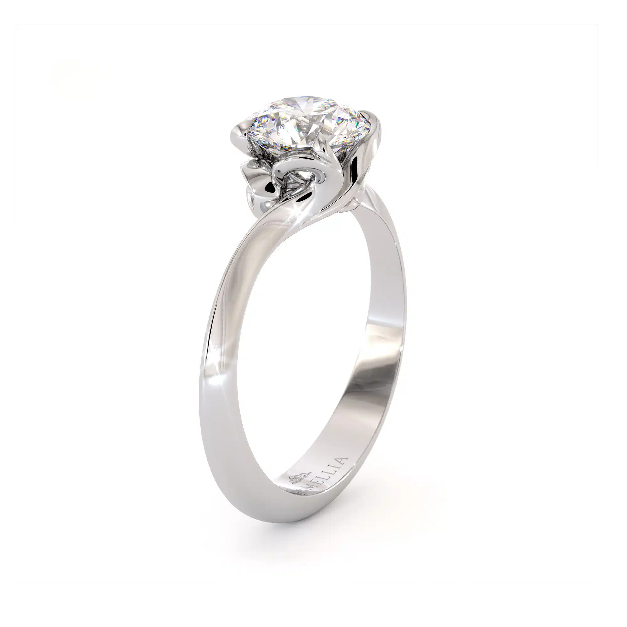 Solitaire Flower Inspired Moissanite Engagement Ring 14K White Gold Ring 1 Solitaire Flower Inspired Moissanite Engagement Ring 14K White Gold Ring