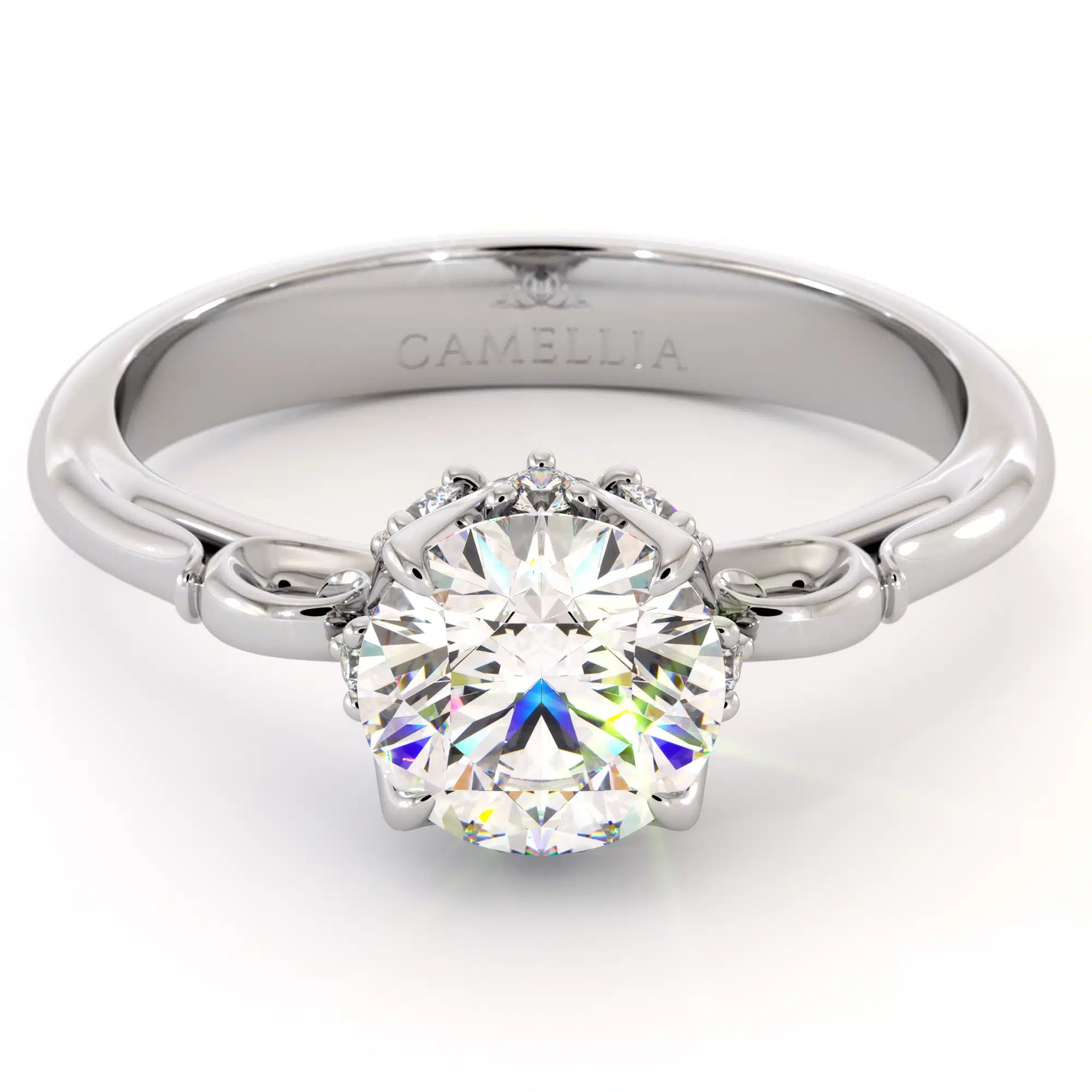 Moissanite Leaf Classic Ring 14K Solid White Gold Engagement Ring 4 Moissanite Leaf Classic Ring 14K Solid White Gold Engagement Ring