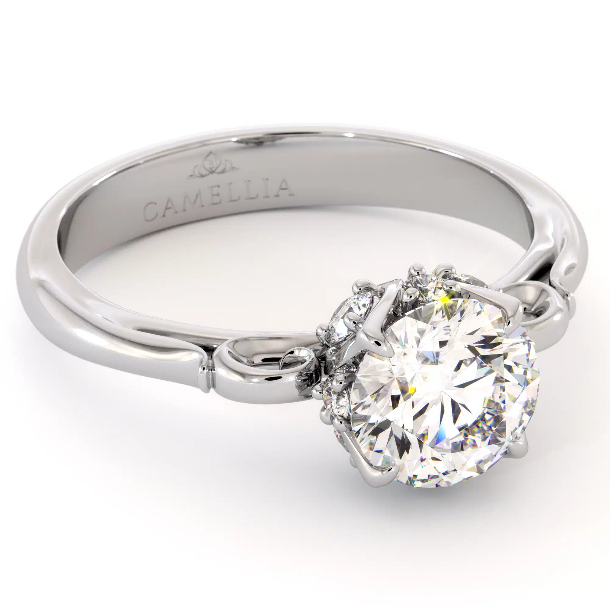 Moissanite Leaf Classic Ring 14K Solid White Gold Engagement Ring 5 Moissanite Leaf Classic Ring 14K Solid White Gold Engagement Ring