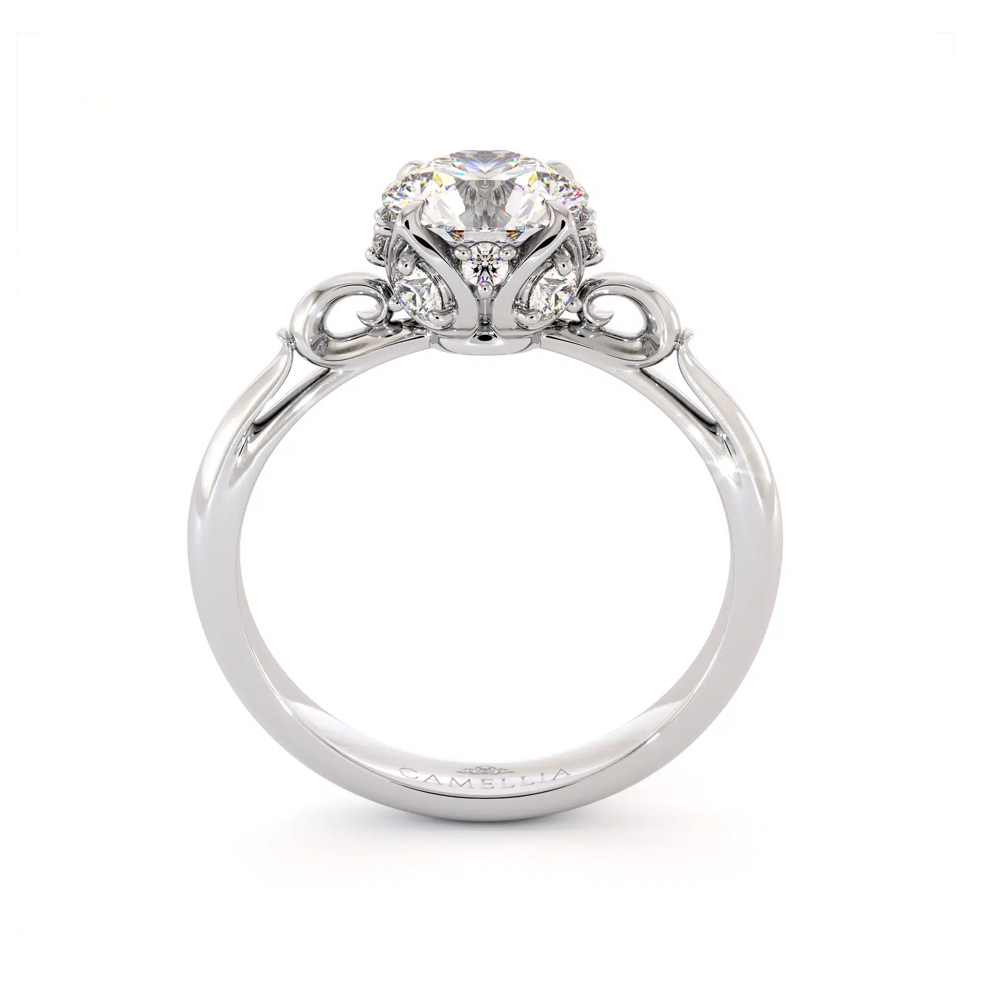 Moissanite Leaf Classic Ring 14K Solid White Gold Engagement Ring 2 Moissanite Leaf Classic Ring 14K Solid White Gold Engagement Ring