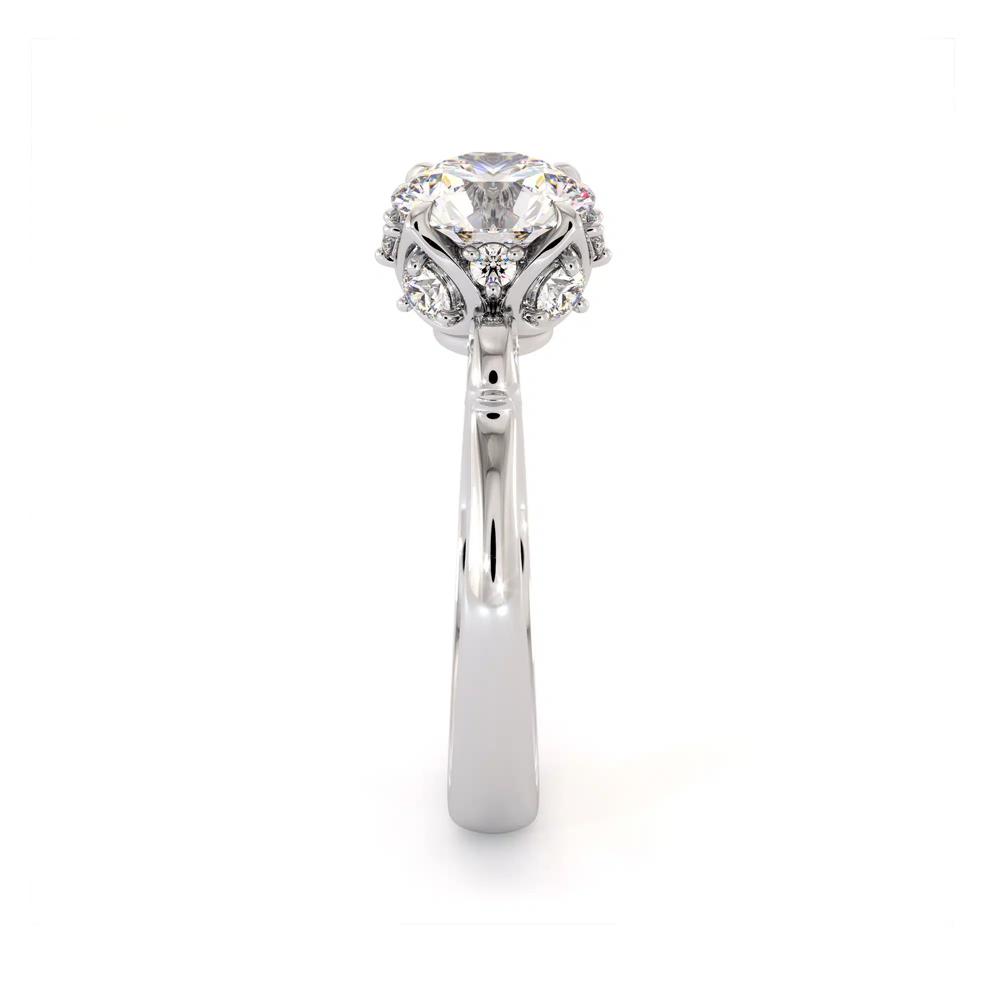 Moissanite Leaf Classic Ring 14K Solid White Gold Engagement Ring 3 Moissanite Leaf Classic Ring 14K Solid White Gold Engagement Ring