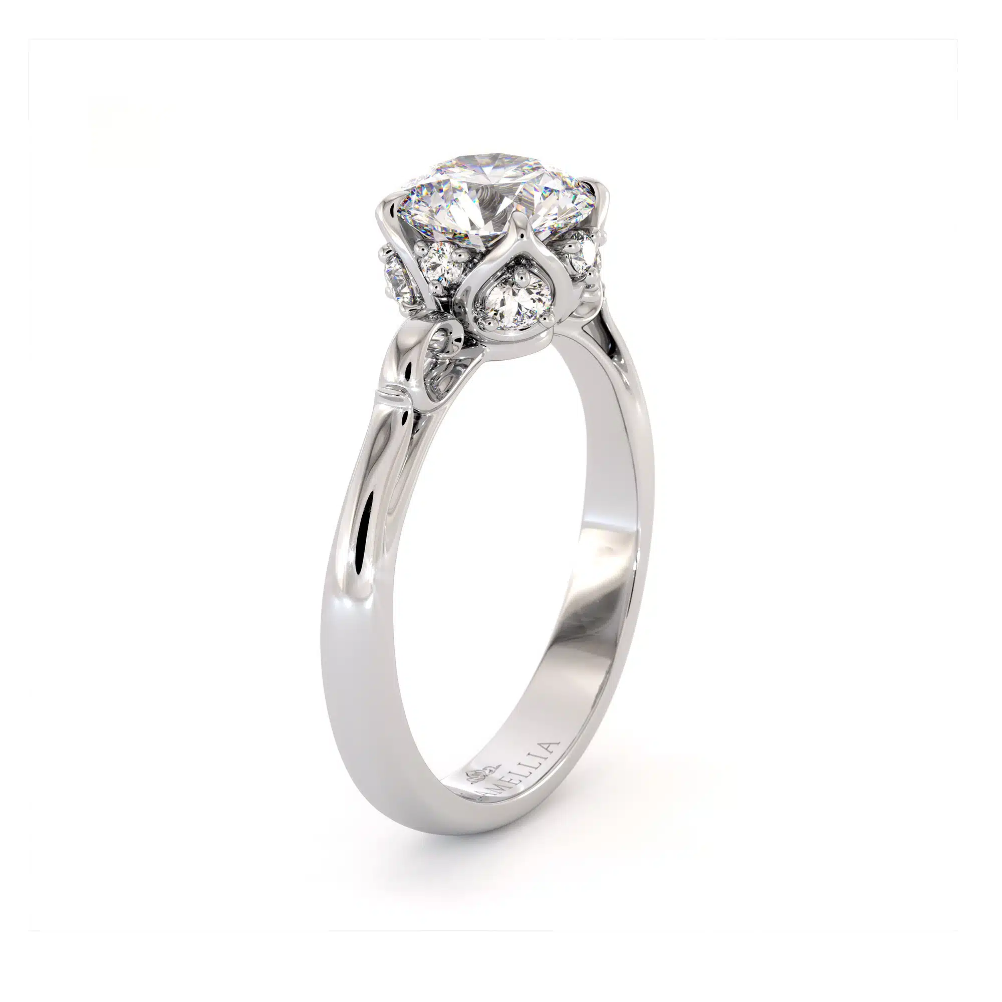 Moissanite Leaf Classic Ring 14K Solid White Gold Engagement Ring 1 Moissanite Leaf Classic Ring 14K Solid White Gold Engagement Ring