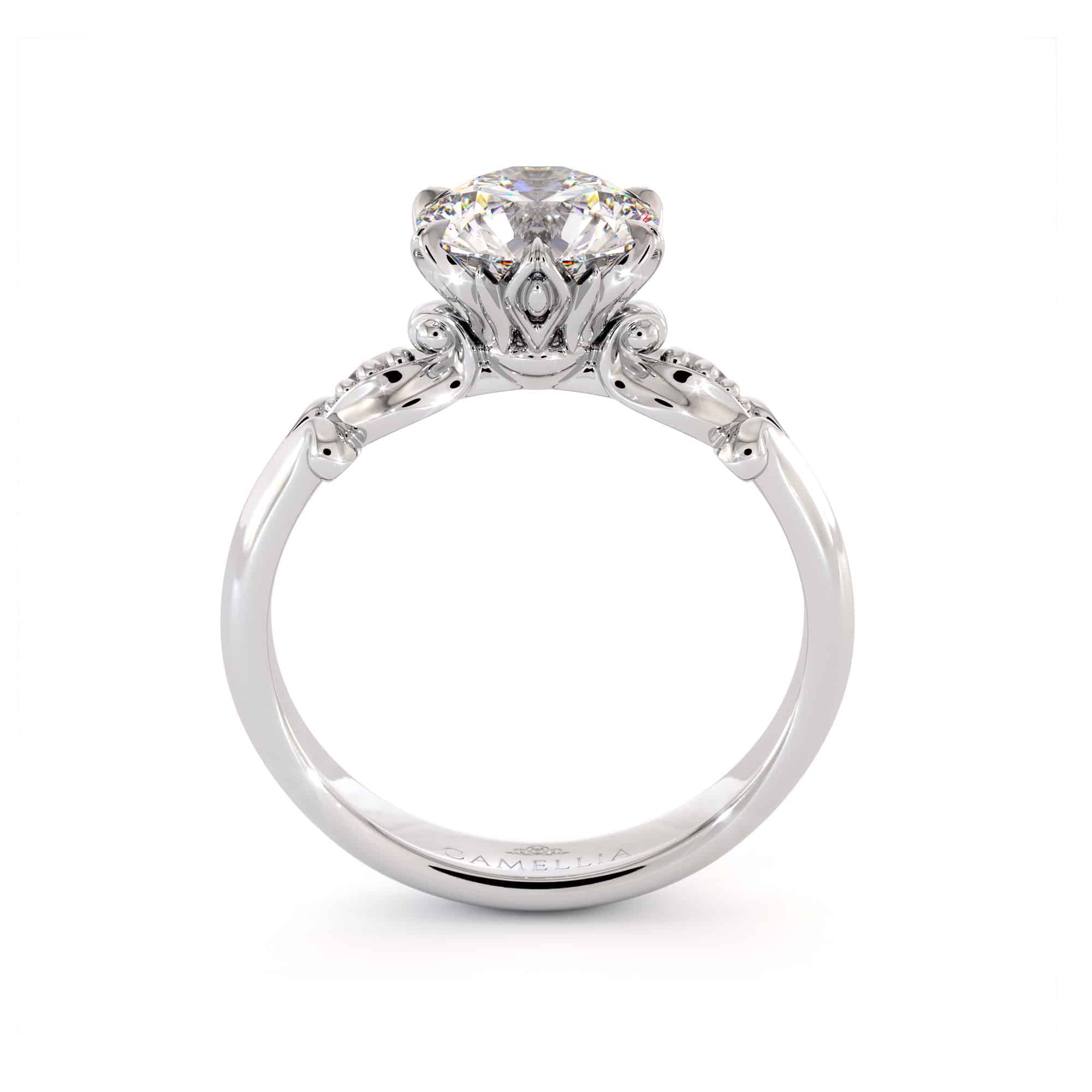 Moissanite Leaves Engagement Ring 14K White Gold Classic Ring 2 Moissanite Leaves Engagement Ring 14K White Gold Classic Ring