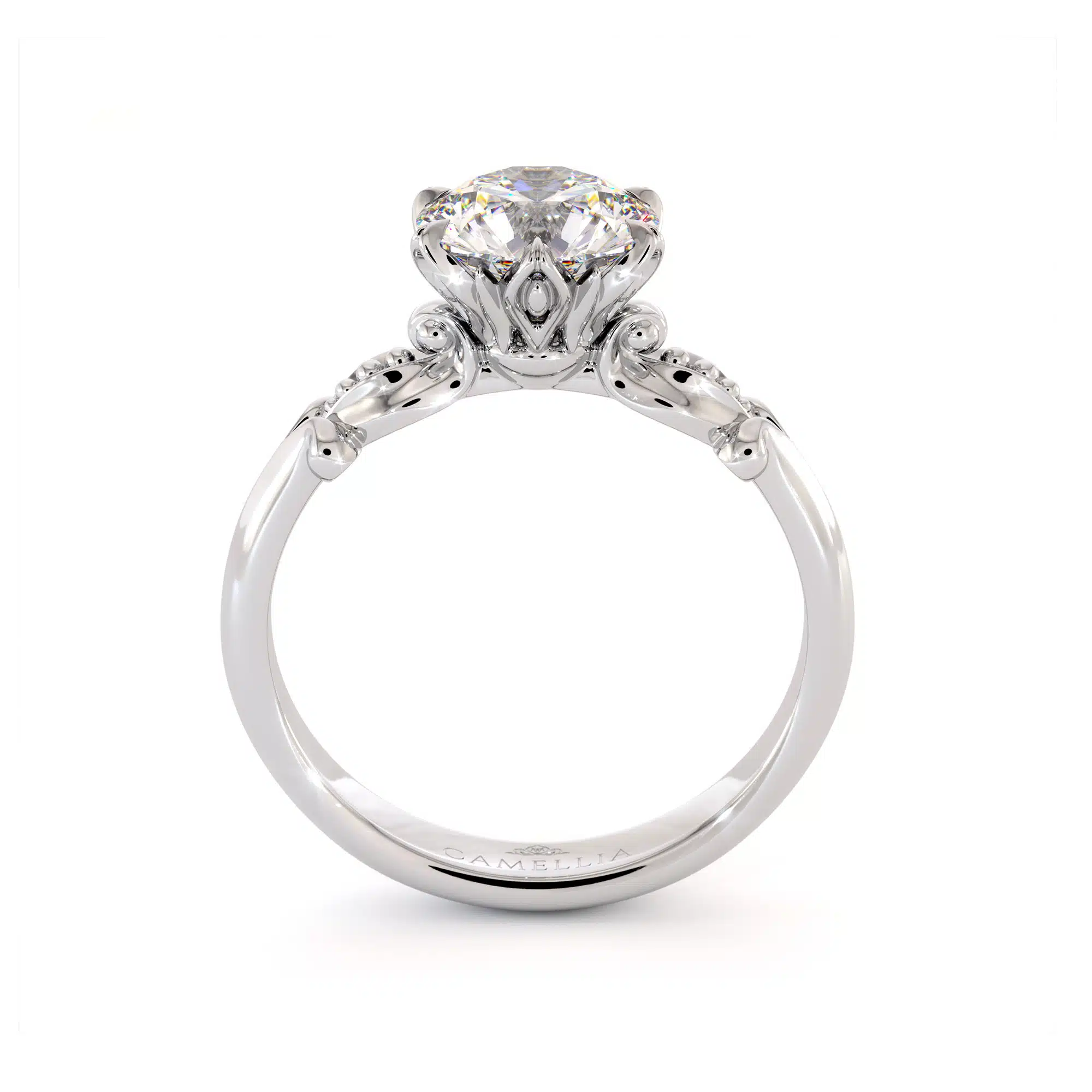 Moissanite Leaves Engagement Ring 14K White Gold Classic Ring 2 Moissanite Leaves Engagement Ring 14K White Gold Classic Ring