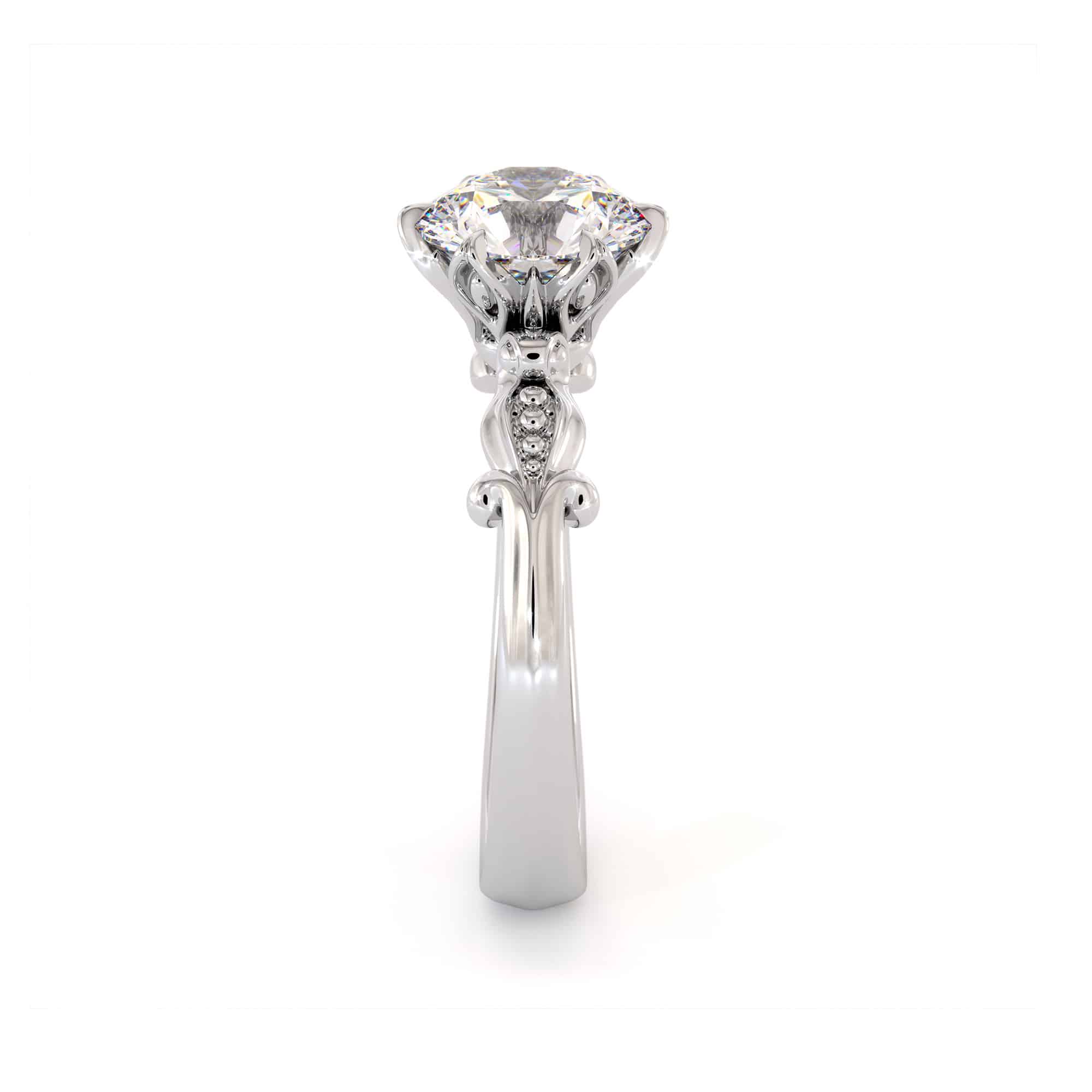 Moissanite Leaves Engagement Ring 14K White Gold Classic Ring 3 Moissanite Leaves Engagement Ring 14K White Gold Classic Ring