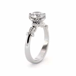 Moissanite Leaves Engagement Ring 14K White Gold Classic Ring