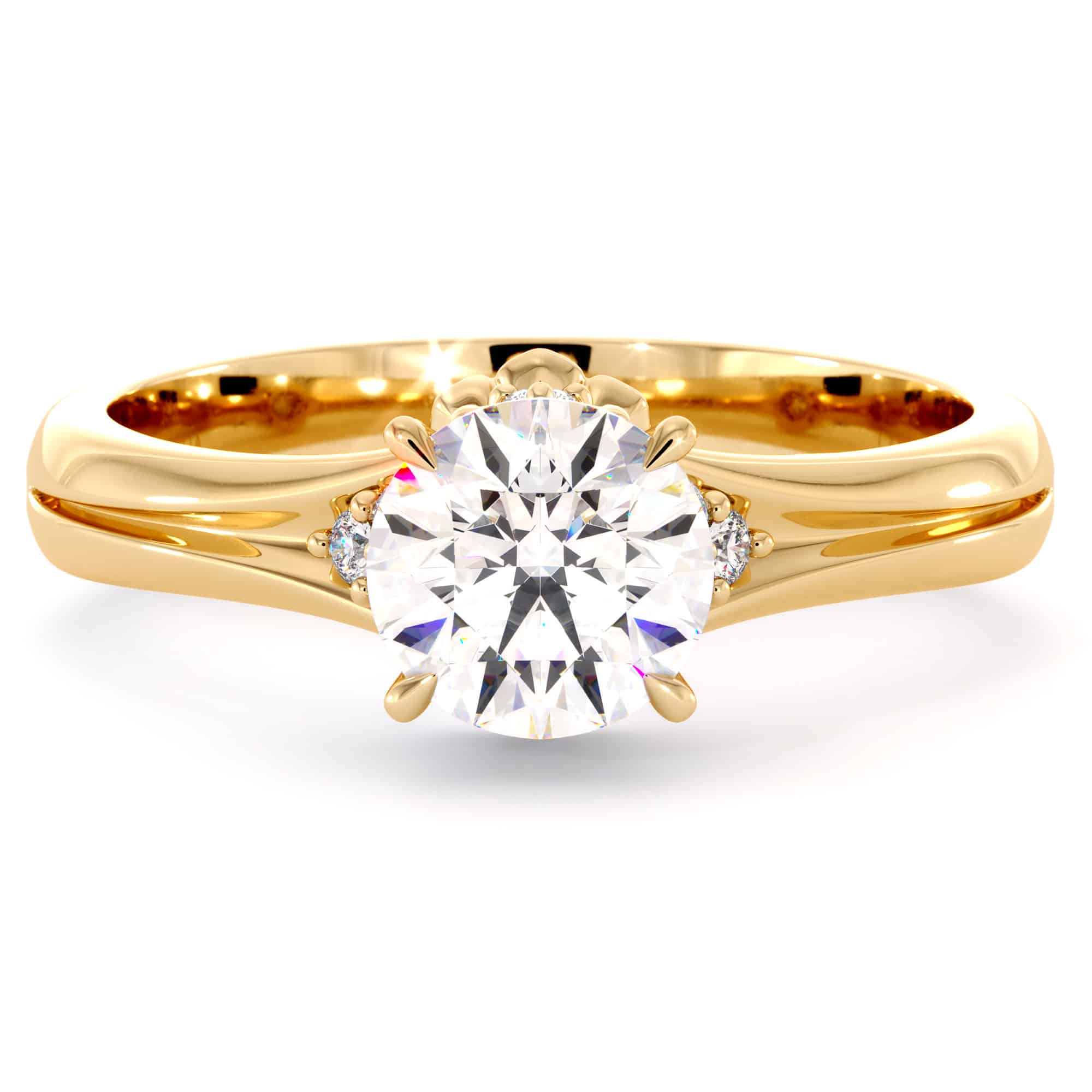 1 Ct Moissanite & Side Natural Diamonds Classic Engagement Ring 14K Gold For Her Unique Classic Ring 6 1 Ct Moissanite & Side Natural Diamonds Classic Engagement Ring 14K Gold For Her Unique Classic Ring