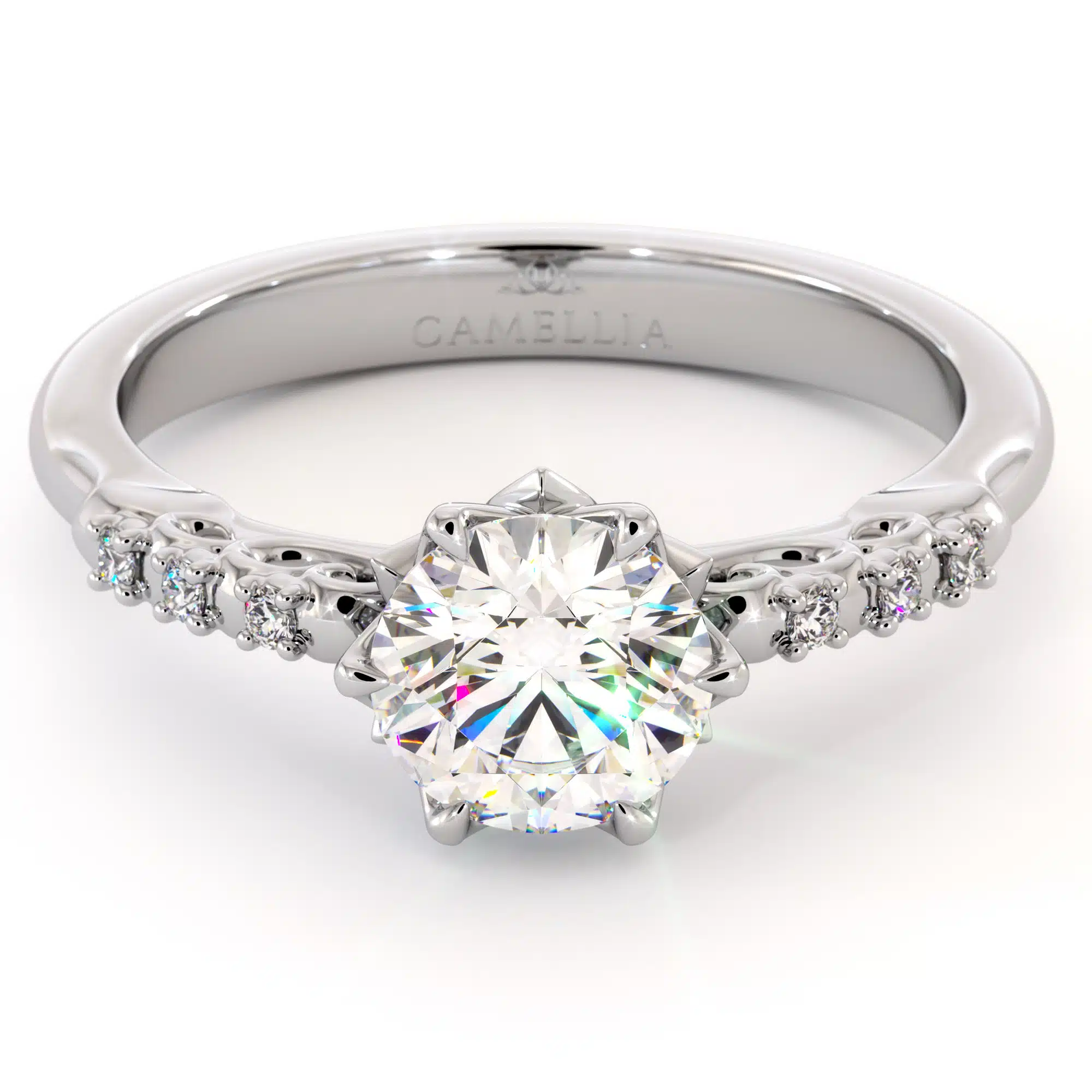 1.5 ct. Moissanite Nature Inspired Engagement Ring 14K White Gold Classic Ring