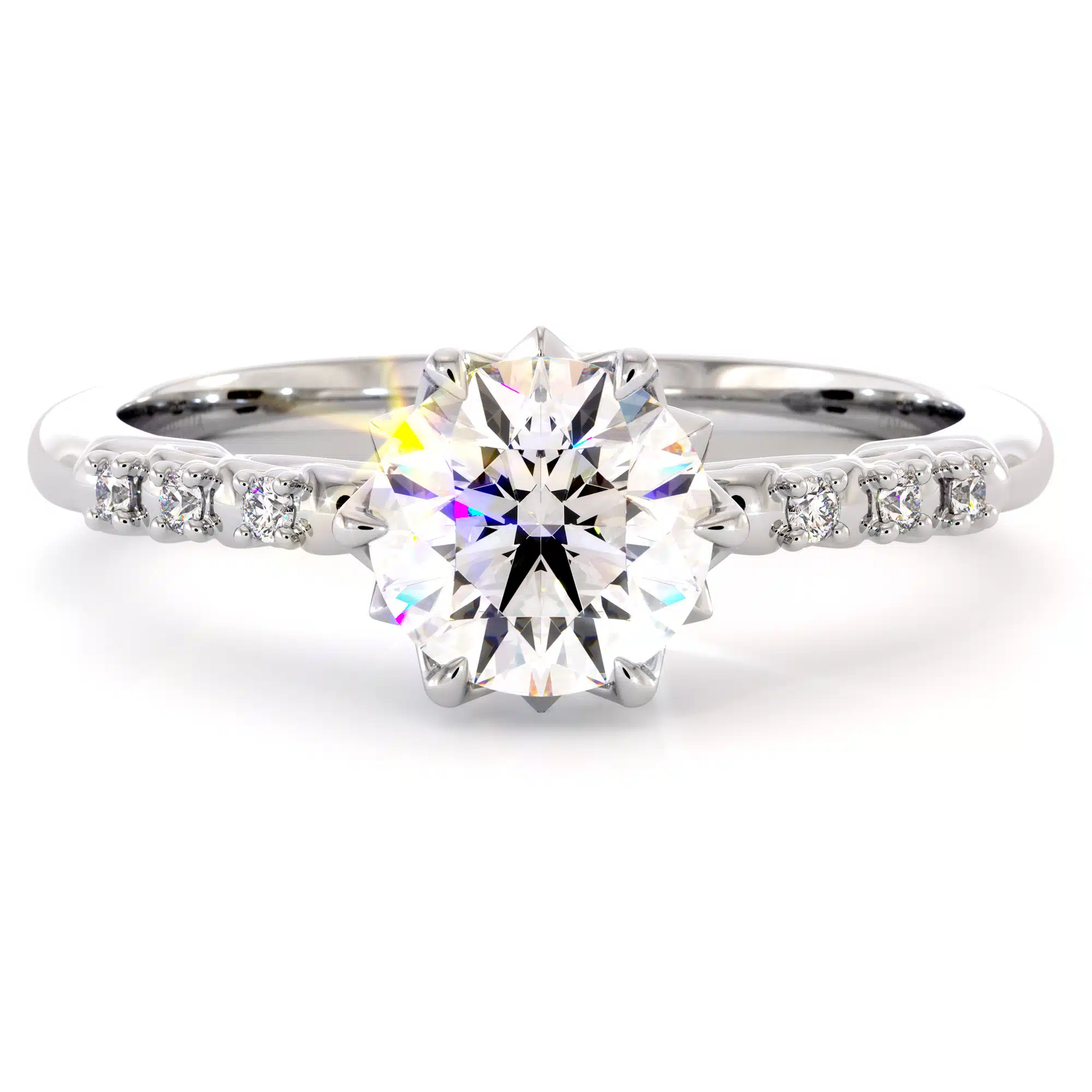1.5 ct. Moissanite Nature Inspired Engagement Ring 14K White Gold Classic Ring