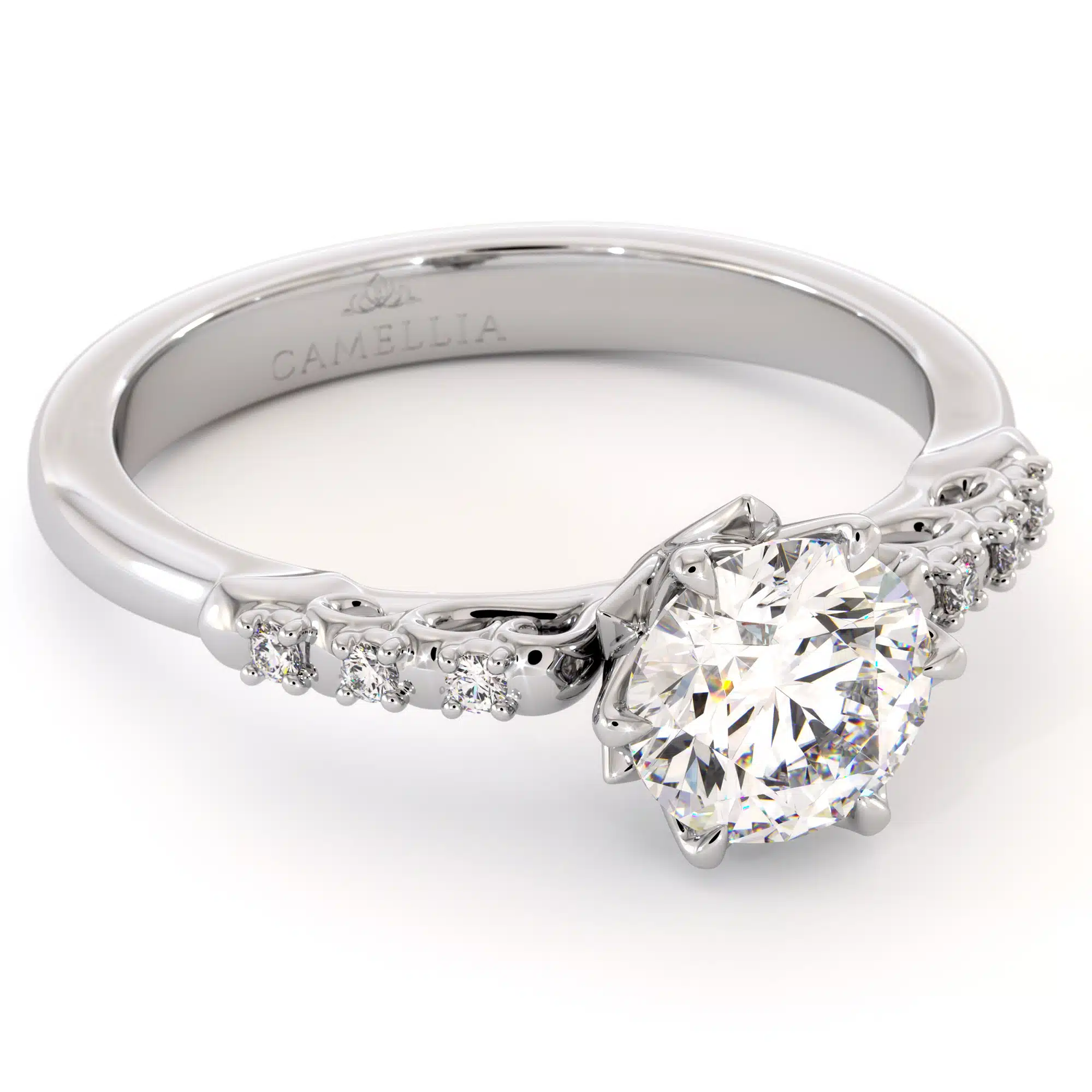 1.5 ct. Moissanite Nature Inspired Engagement Ring 14K White Gold Classic Ring