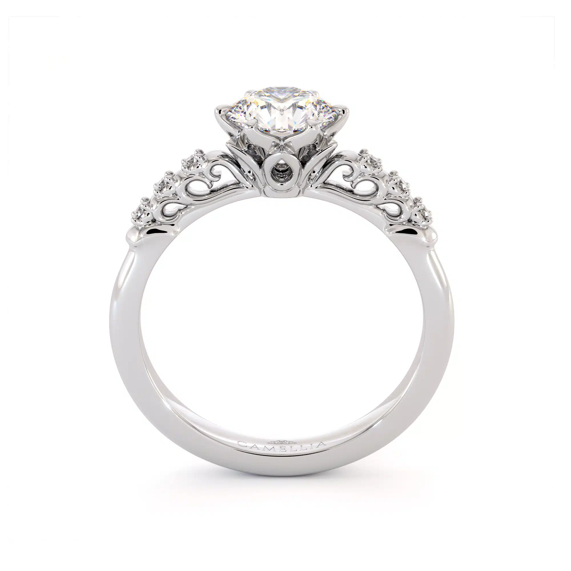 1.5 ct. Moissanite Nature Inspired Engagement Ring 14K White Gold Classic Ring