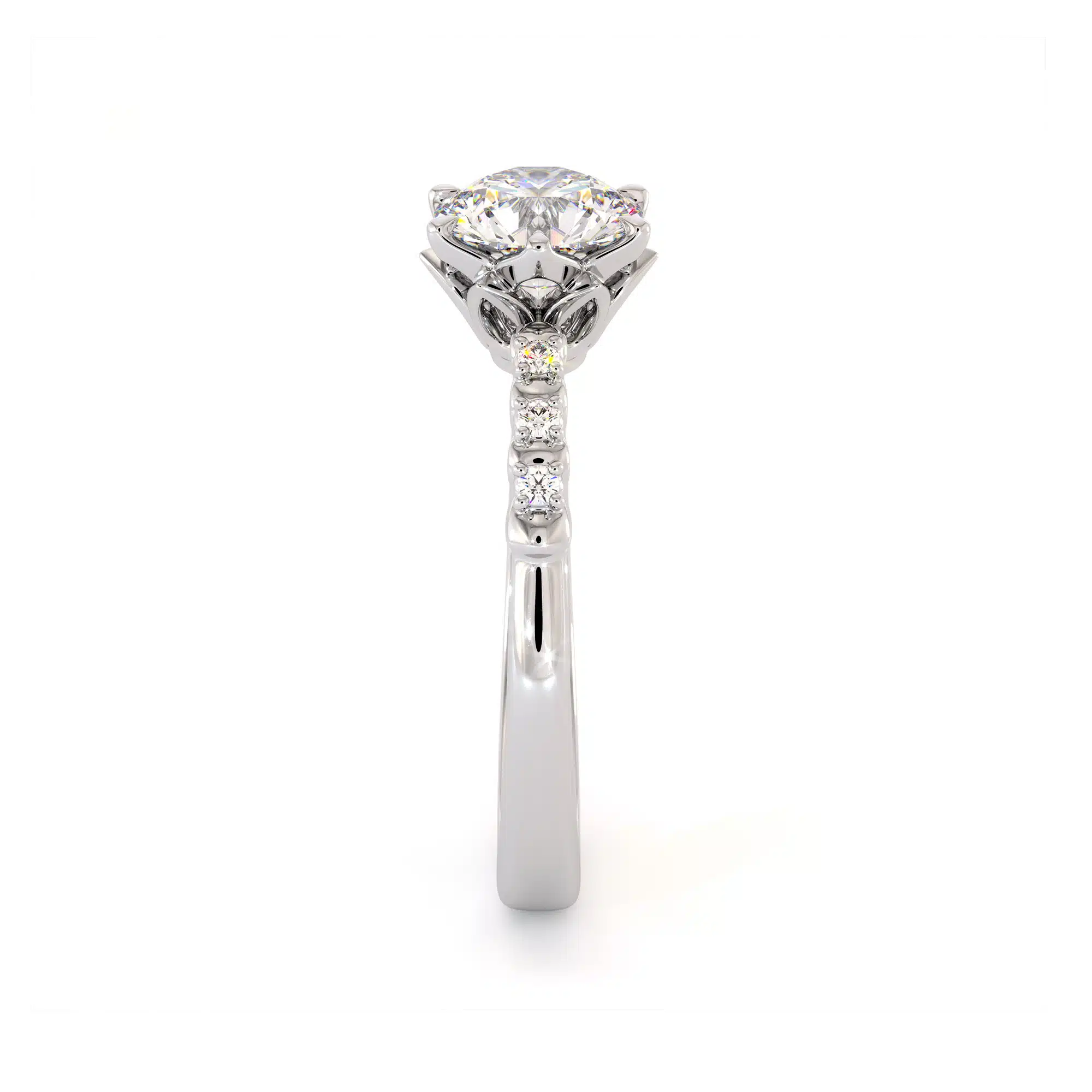 1.5 ct. Moissanite Nature Inspired Engagement Ring 14K White Gold Classic Ring