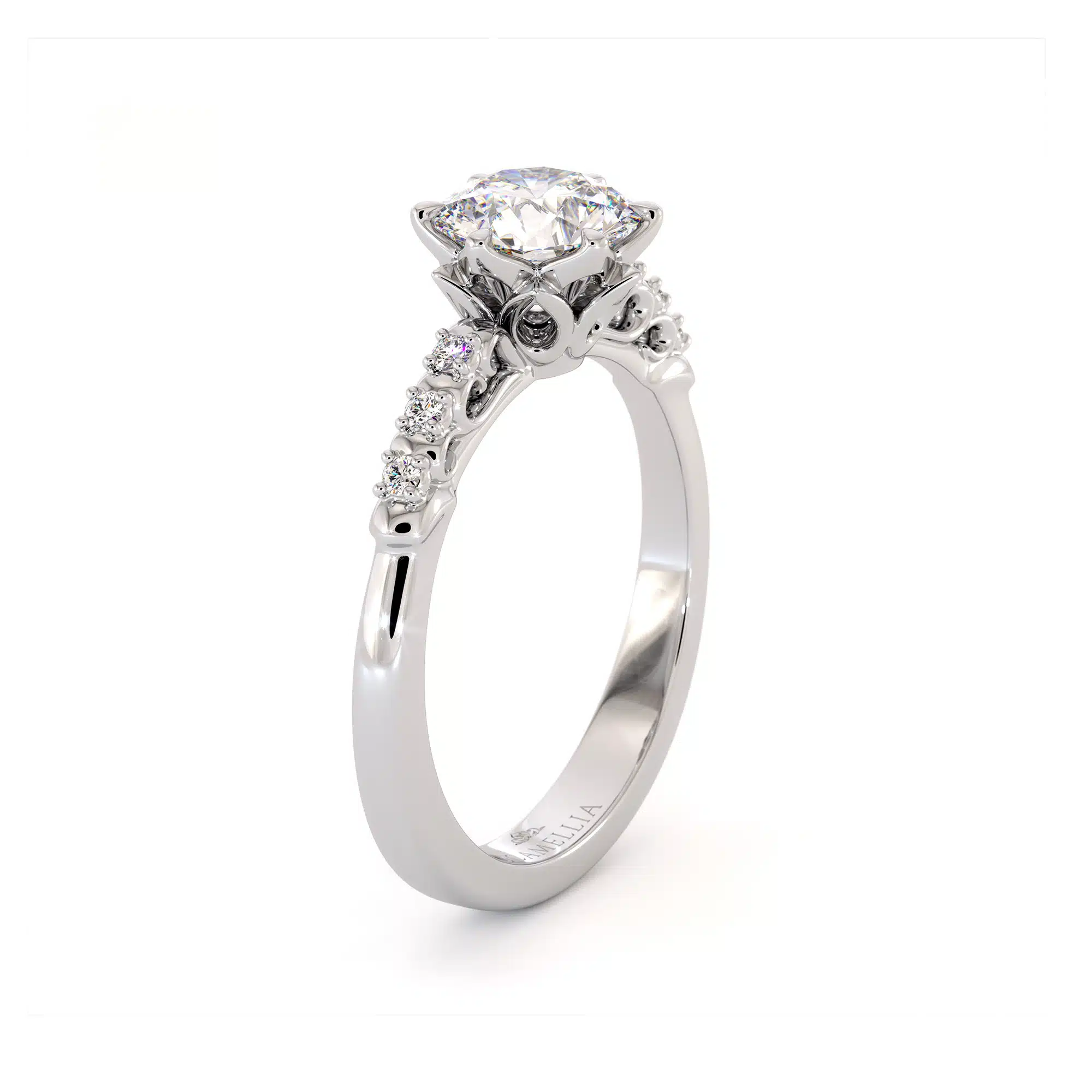 1.5 ct. Moissanite Nature Inspired Engagement Ring 14K White Gold Classic Ring