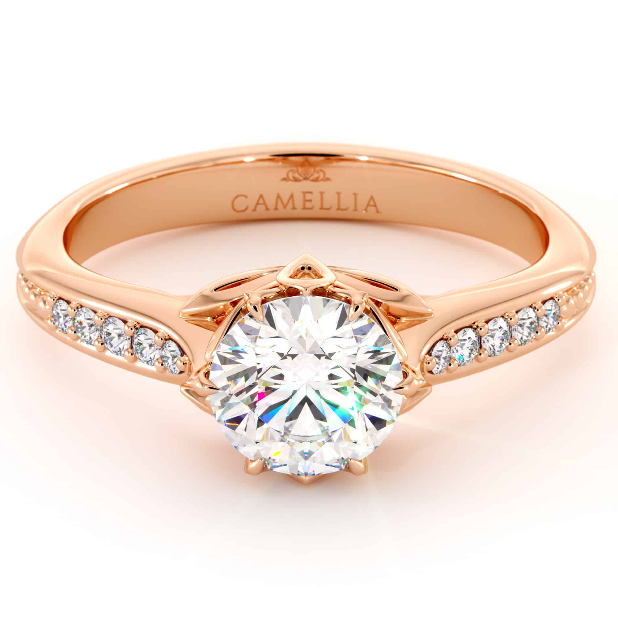 Moissanite Floral Engagement Ring Handmade Classic Ring 14K Gold Ring 5 Moissanite Floral Engagement Ring Handmade Classic Ring 14K Gold Ring