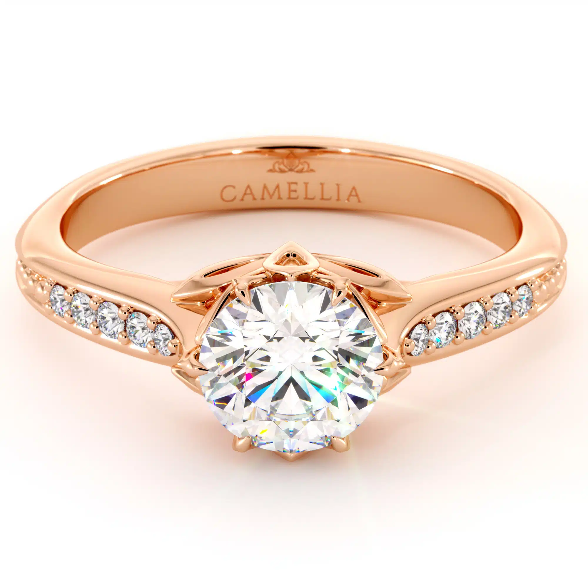 Moissanite Floral Engagement Ring Handmade Classic Ring 14K Gold Ring 5 Moissanite Floral Engagement Ring Handmade Classic Ring 14K Gold Ring