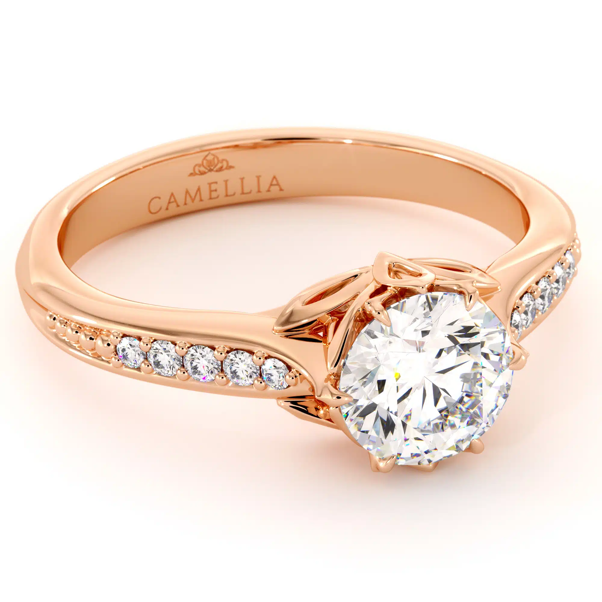 Moissanite Floral Engagement Ring Handmade Classic Ring 14K Gold Ring 4 Moissanite Floral Engagement Ring Handmade Classic Ring 14K Gold Ring