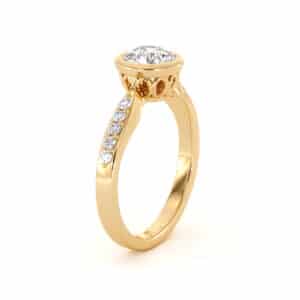 14k Yellow Gold Elegant Bezel Natural Diamond Engagement Ring